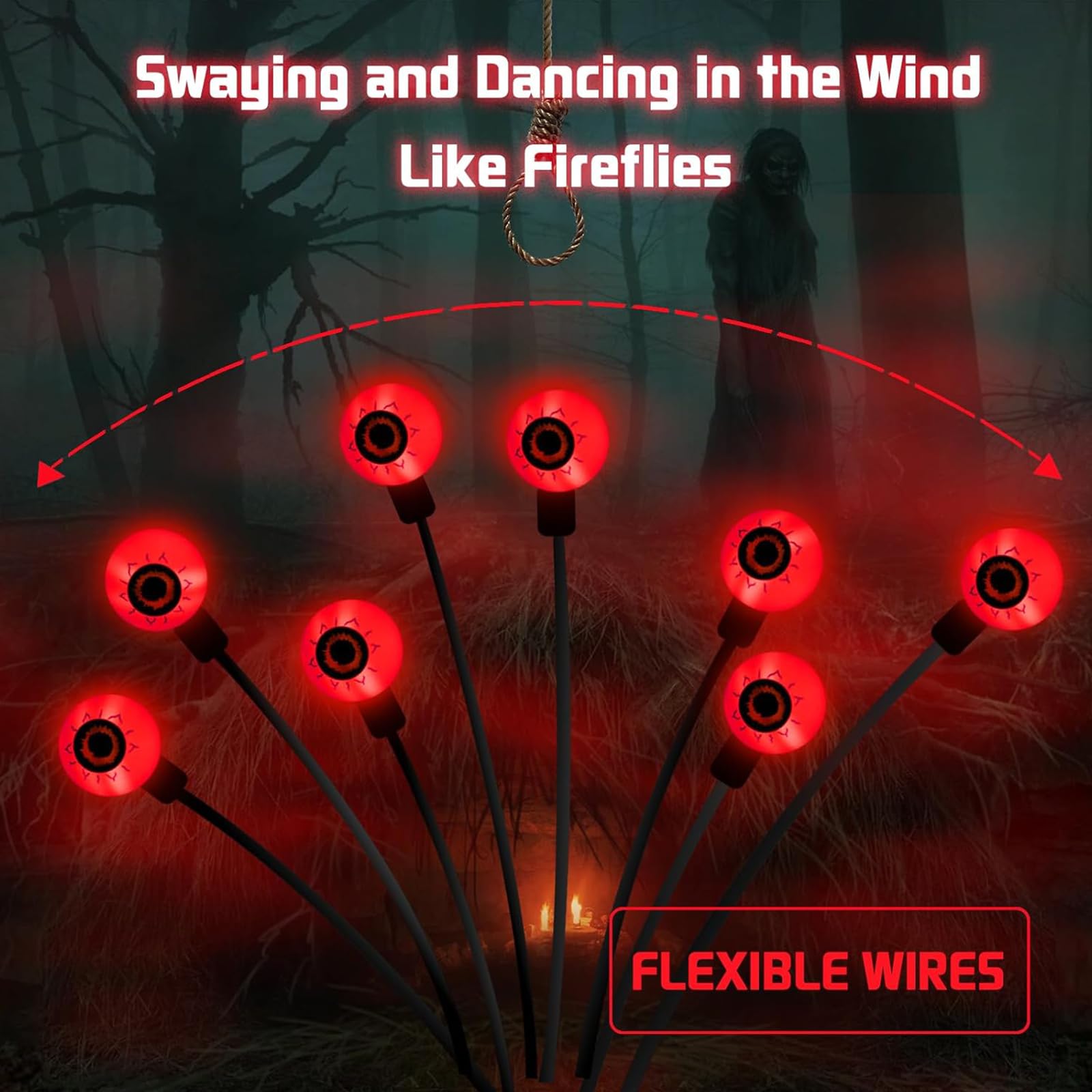 Uasnhu Halloween Decorations, 4 Pack Halloween Yard Decorations Solar Two Functions, Halloween Lights For Patio Garden Lawn Party Decorations