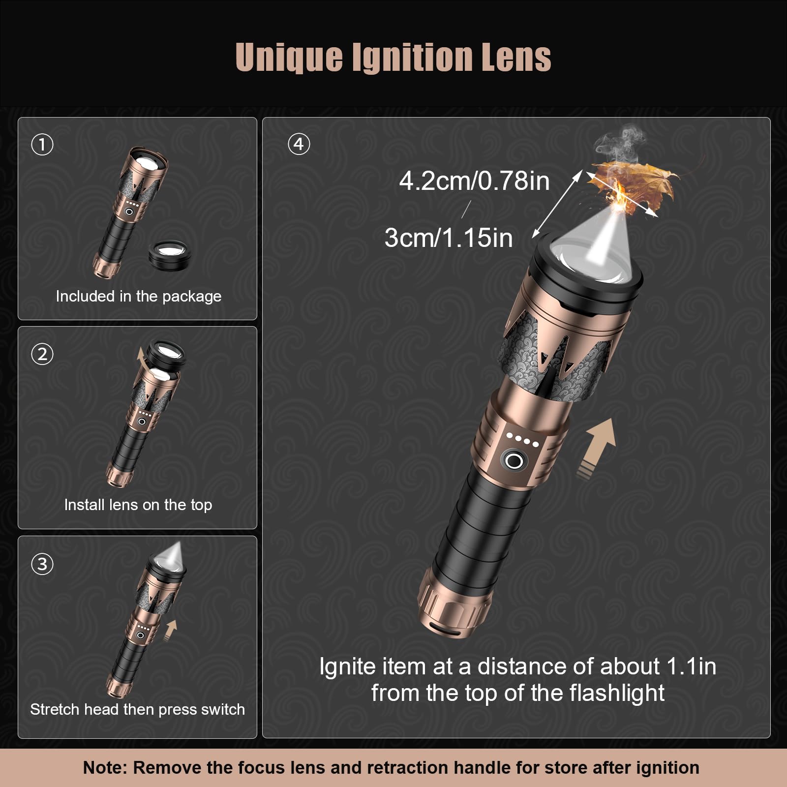 Skyfire Led Flashlights High Lumens With Ignition Lens,2000000Lm Super Bright Tactical Flashlights,Zoomable,Five Modes,Waterproof Flash Light For Camping Essentials,Outdoor,Home Emergency-