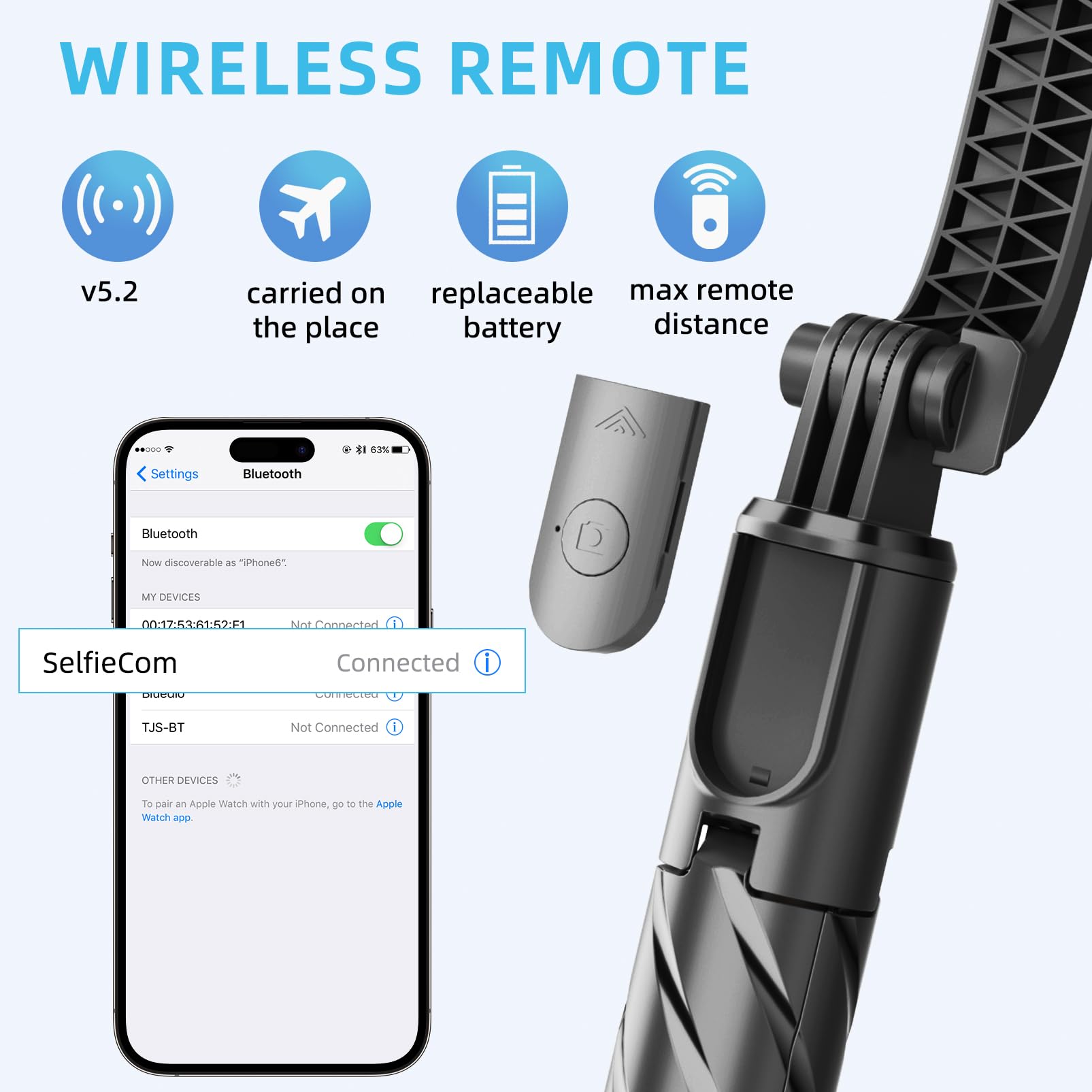 Aourxiv Cell Phone Selfie Stick, Portable Retractable Tripod Holder With Wireless Remote Control, Live Streaming, Video Recording, For Photograph Compatible With Iphone, Android And More