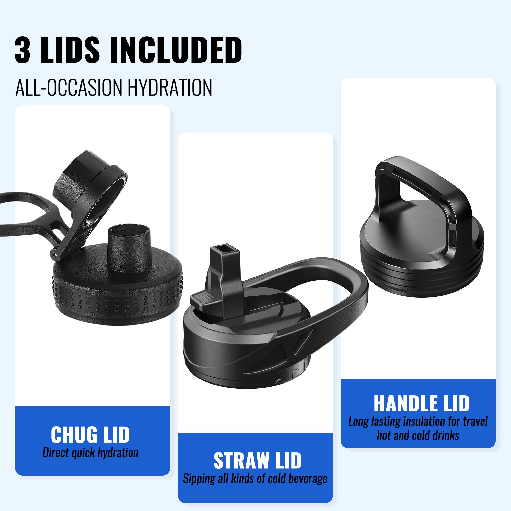 32Oz Insulated Water Bottle With Straw, Stainless Steel Metal Vacuum Water Flask