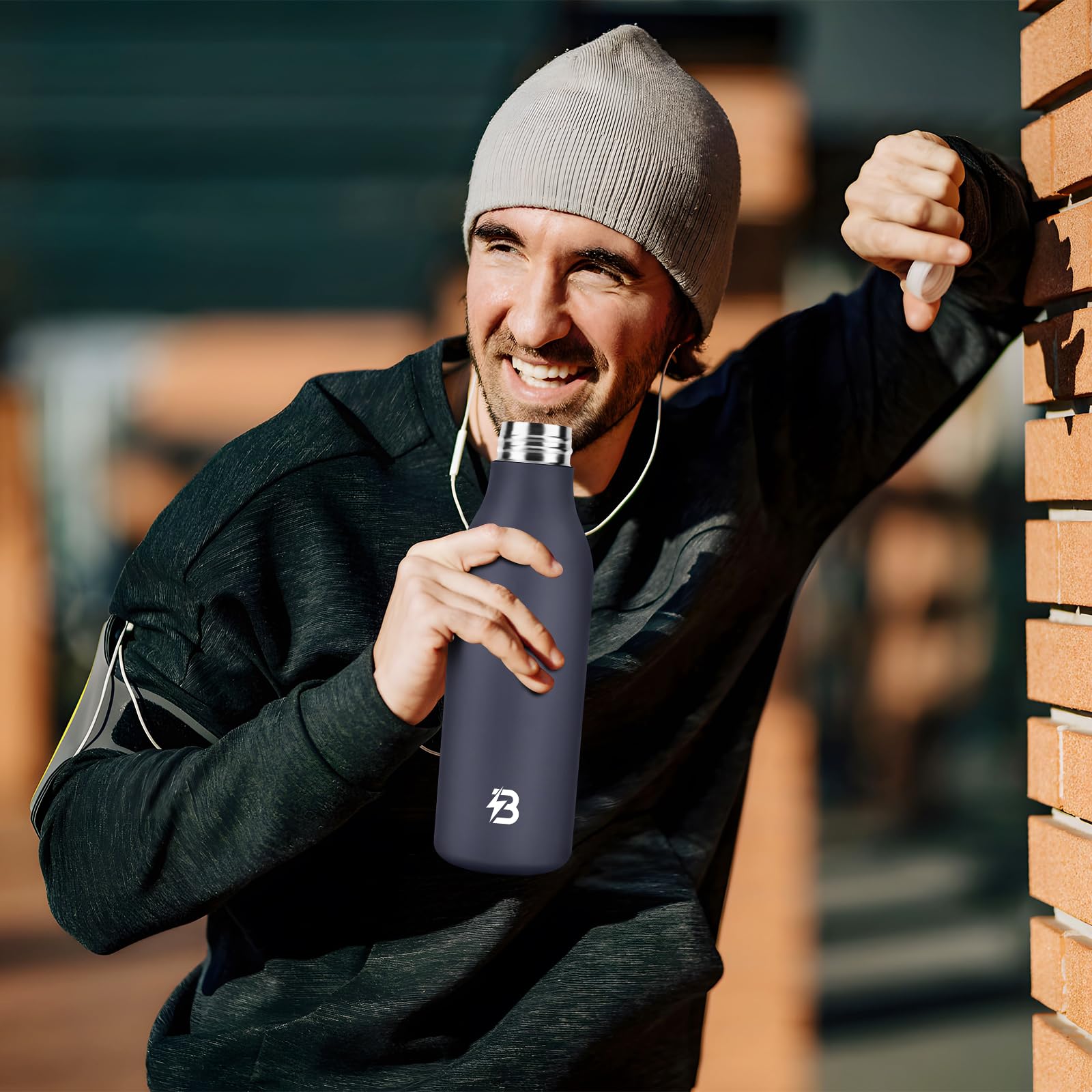 Insulated Metal Water Bottle, 18 Oz Stainless Steel Leak-Proof Gym Water Bottle