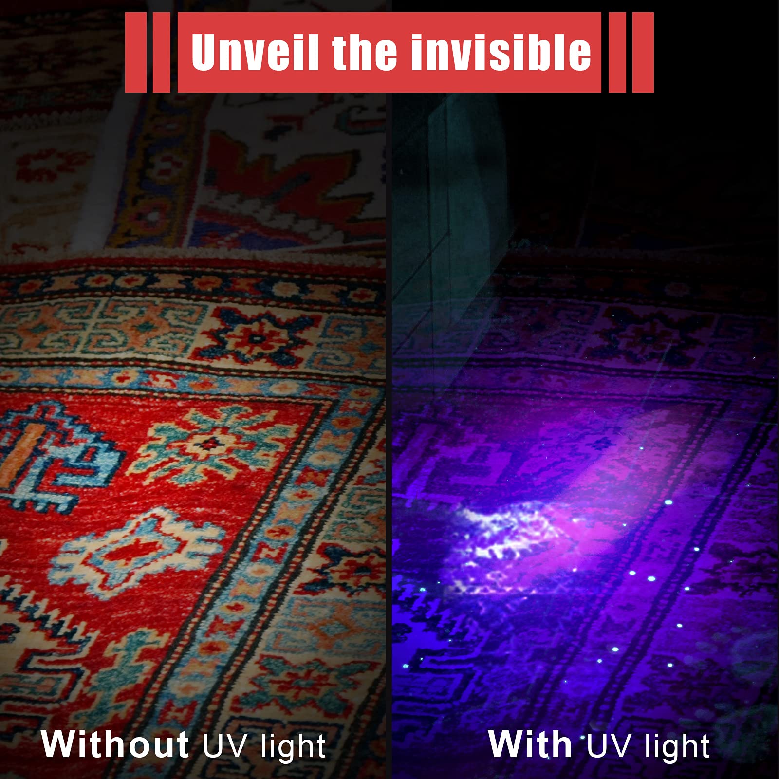 Honoson 6 Pieces Uv Black Light Flashlight Small Blacklight Flashlights Pen Lights For Leak, Pet Urine, Hotel Inspection, Dry Stain And Dye Detector, 5.2 Inches Long