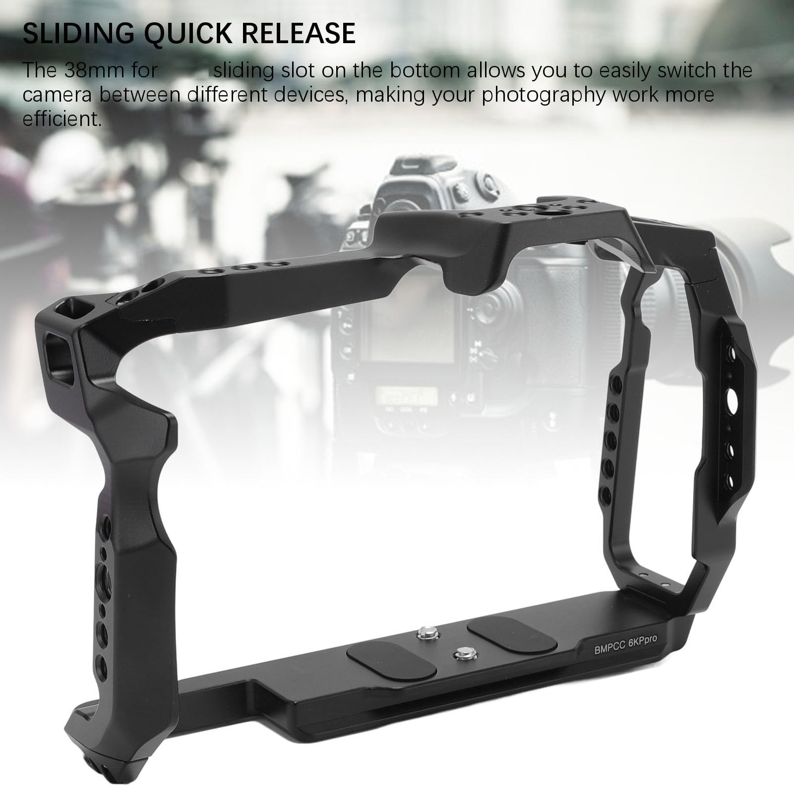 Akozon Camera Cage Aluminum Alloy Metal Video Rig Protective Full Cage Bmpcc 6Kpro Cold Shoe Mount Kit