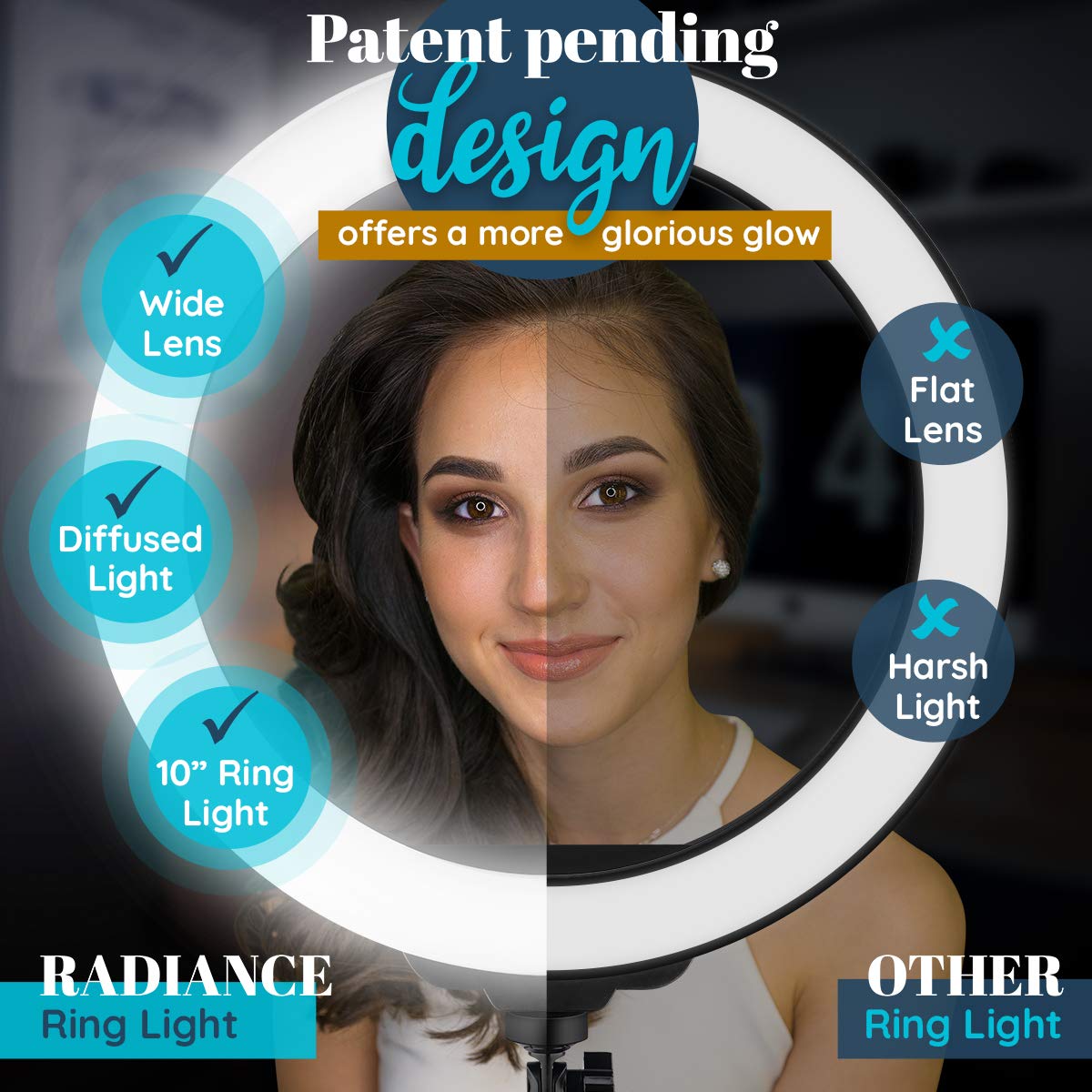Gearlight 10" Ring Light Tripod With Leds, Dual Phone Holders - For Makeup, Photography, Room Décor