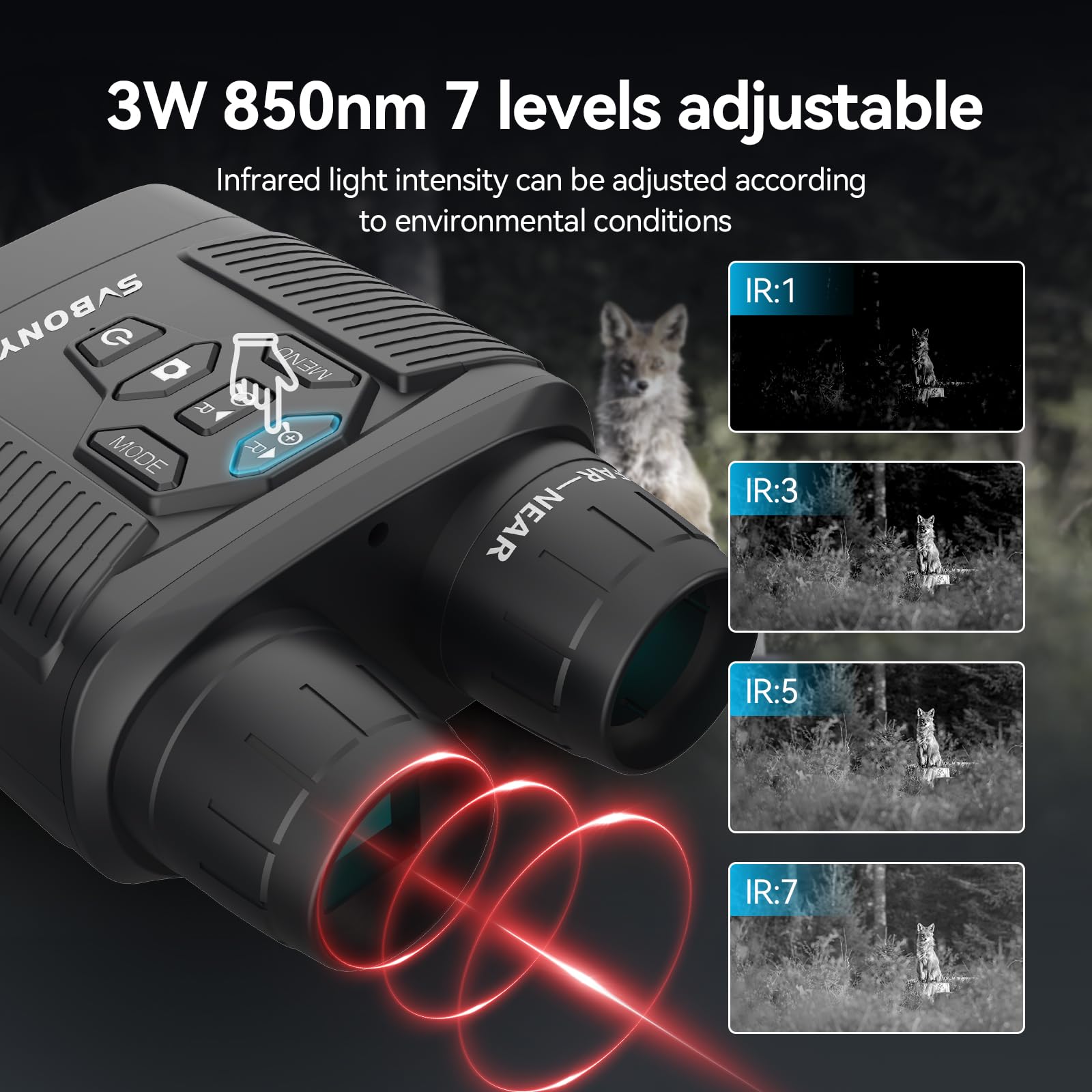 Svbony Sa206 Night Vision Binoculars, 3'' Hd Screen Infrared Binocular For Total Darkness, 4K Video & 36Mp Image With 32Gb Tf Card, 5000Mah Battery,  For Men, For Camping & Wildlife Observation