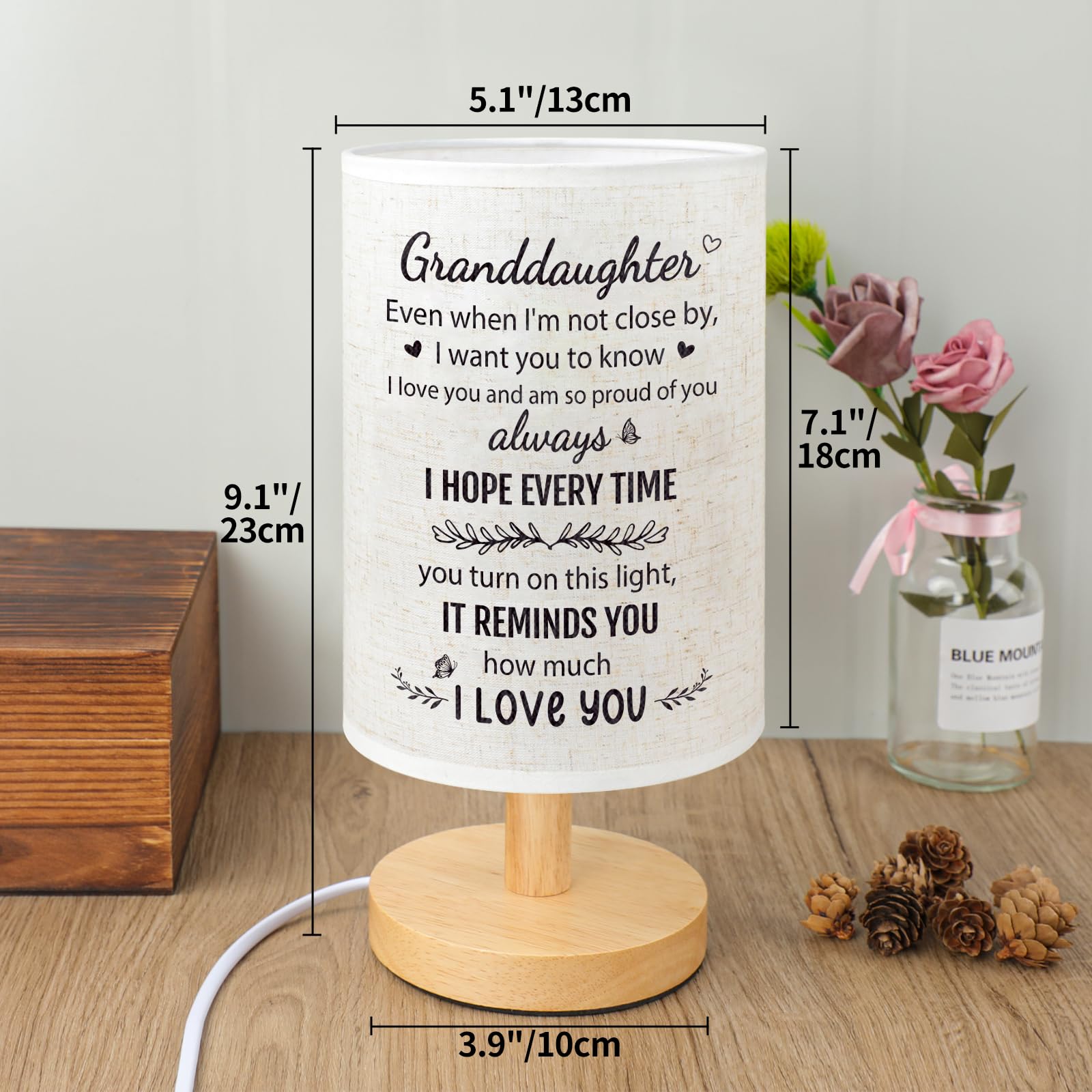 Souhoney Granddaughter From Grandma, Best Birthday For Granddaughter Bedside Table Lamp Light - Christmas For Bedroom Living Room Graduation For Granddaughter