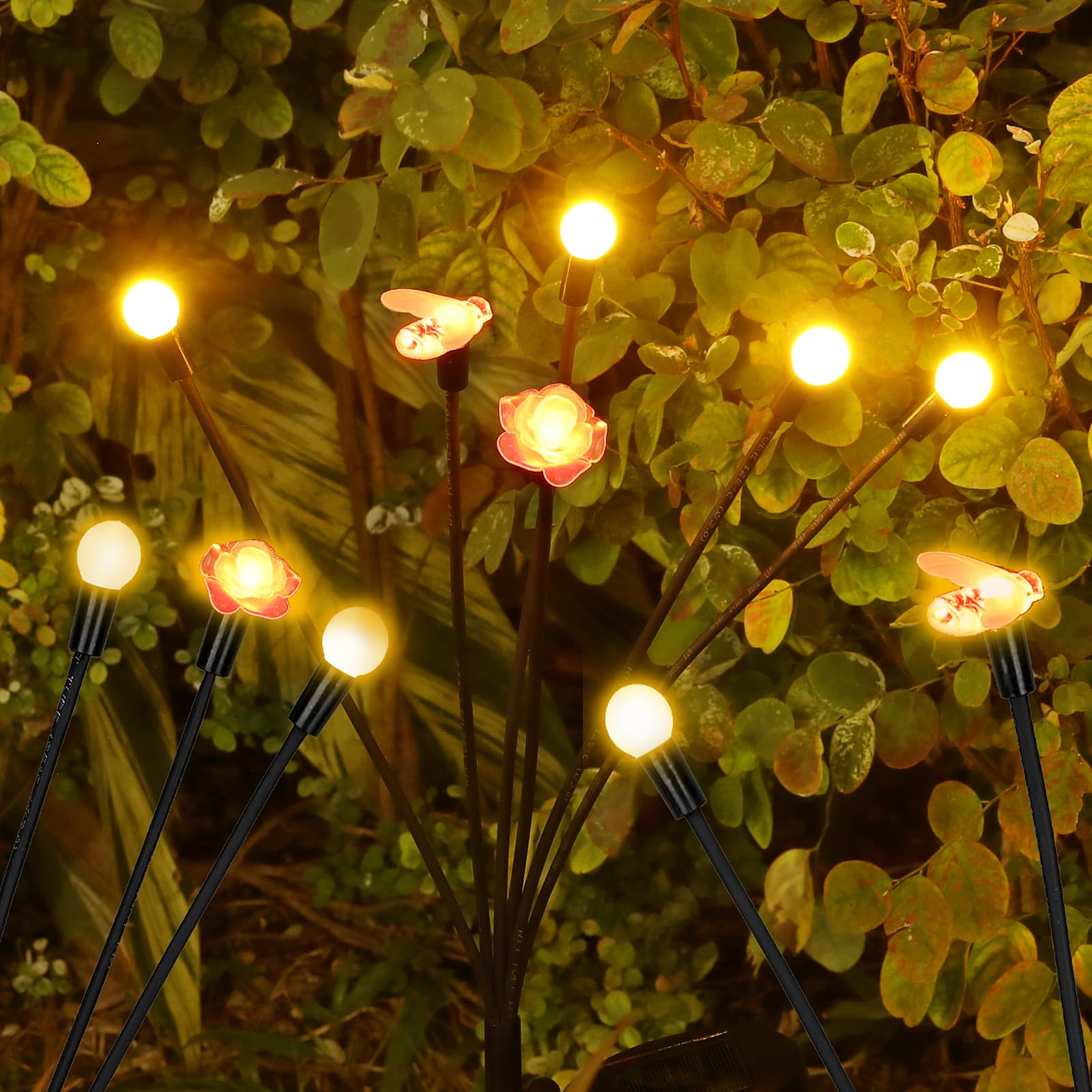 Sublimation Solar Garden Lights - Leaf Design, Firefly Lights, Outdoor Waterproof, Warm White