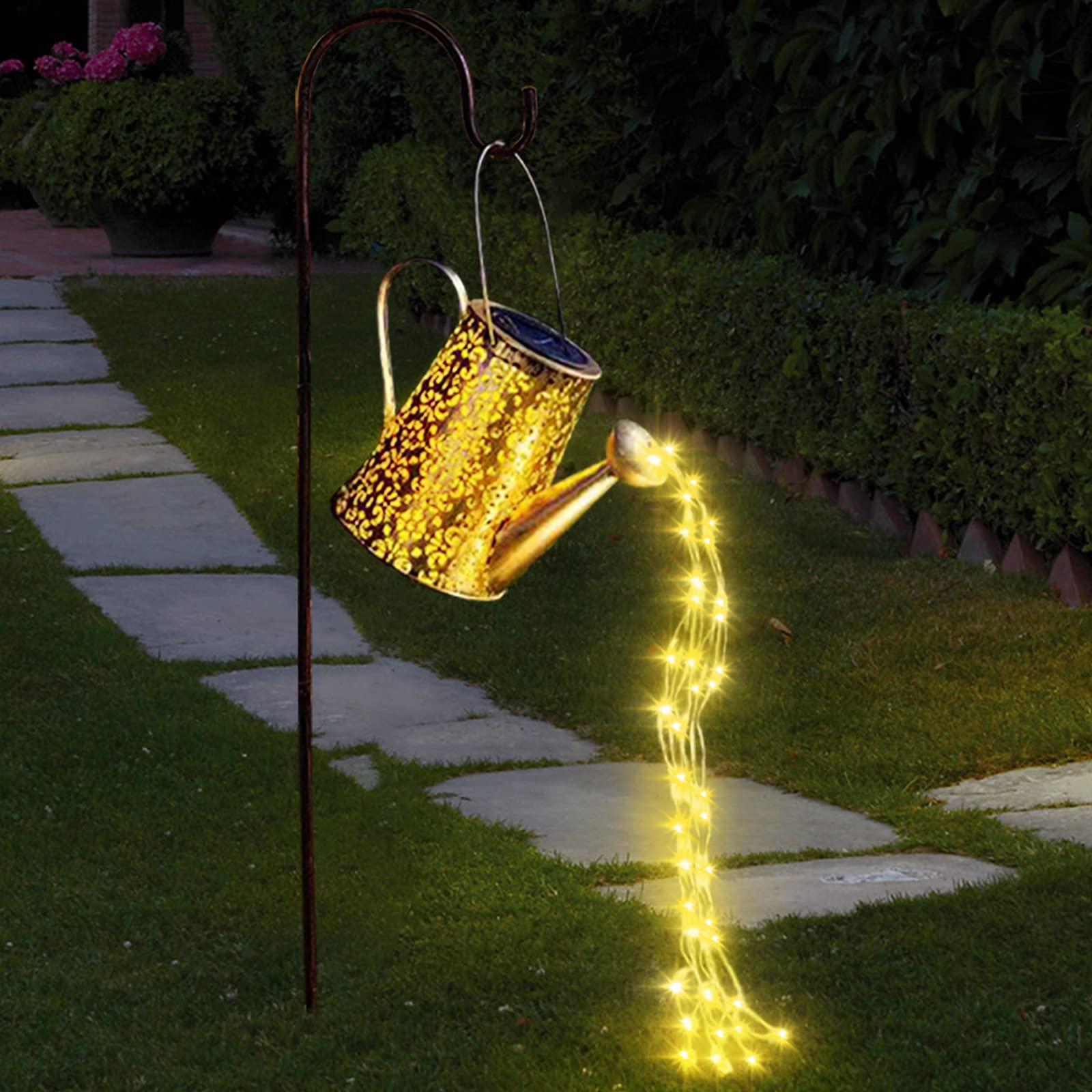 Binfenny Solar Watering Can Lights Hanging Kettle Lantern Light - Waterproof Garden Decor Metal Retro Lamp For Outdoor Table Patio Lawn Yard Pathway With Hook