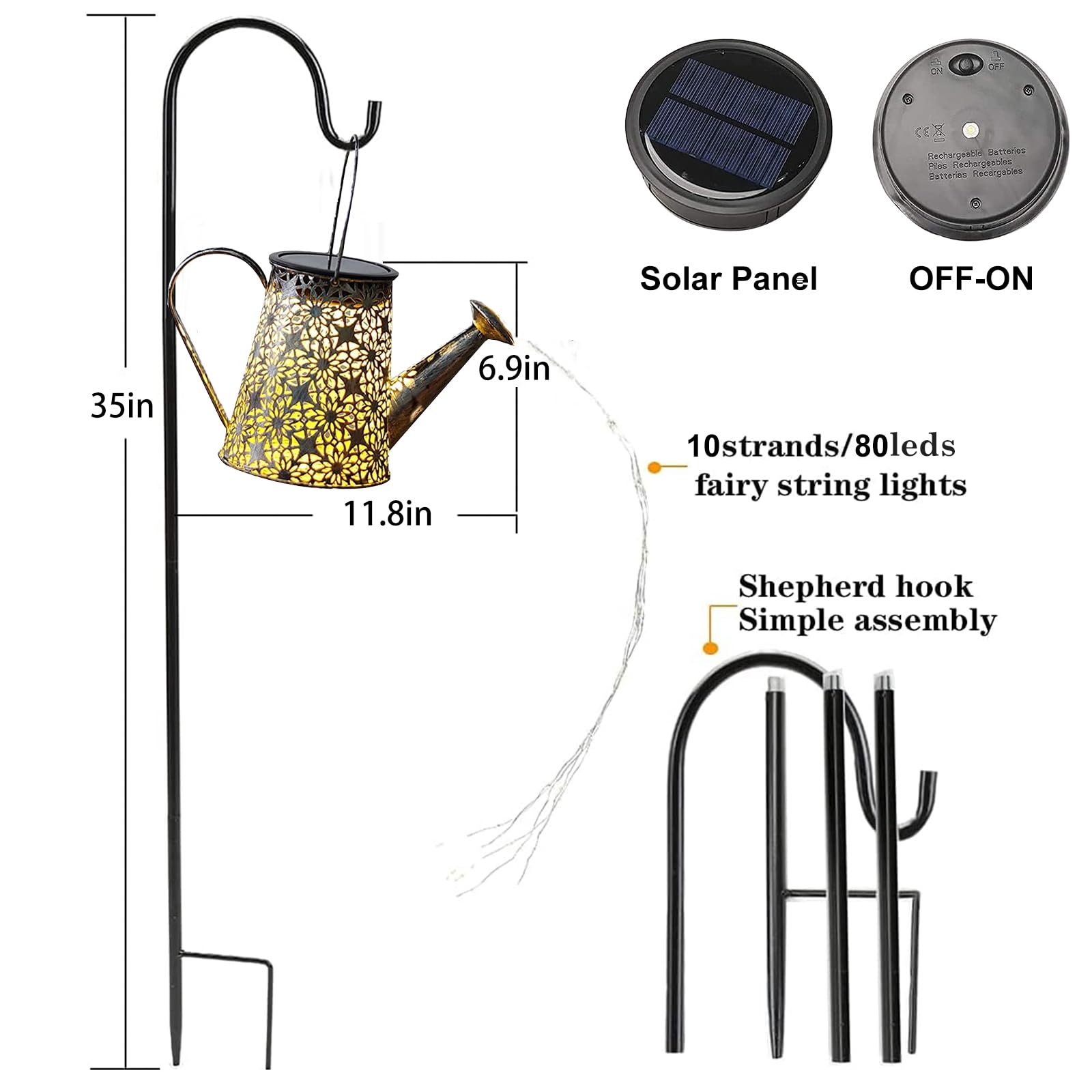 Vookry Solar Watering Can Lights, 2 Pack Large Hanging Solar Lights Outdoor Waterproof Garden Decor Outside For Patio Yard Porch Lawn Landscape Gardening For Mom Women Grandma Birthday