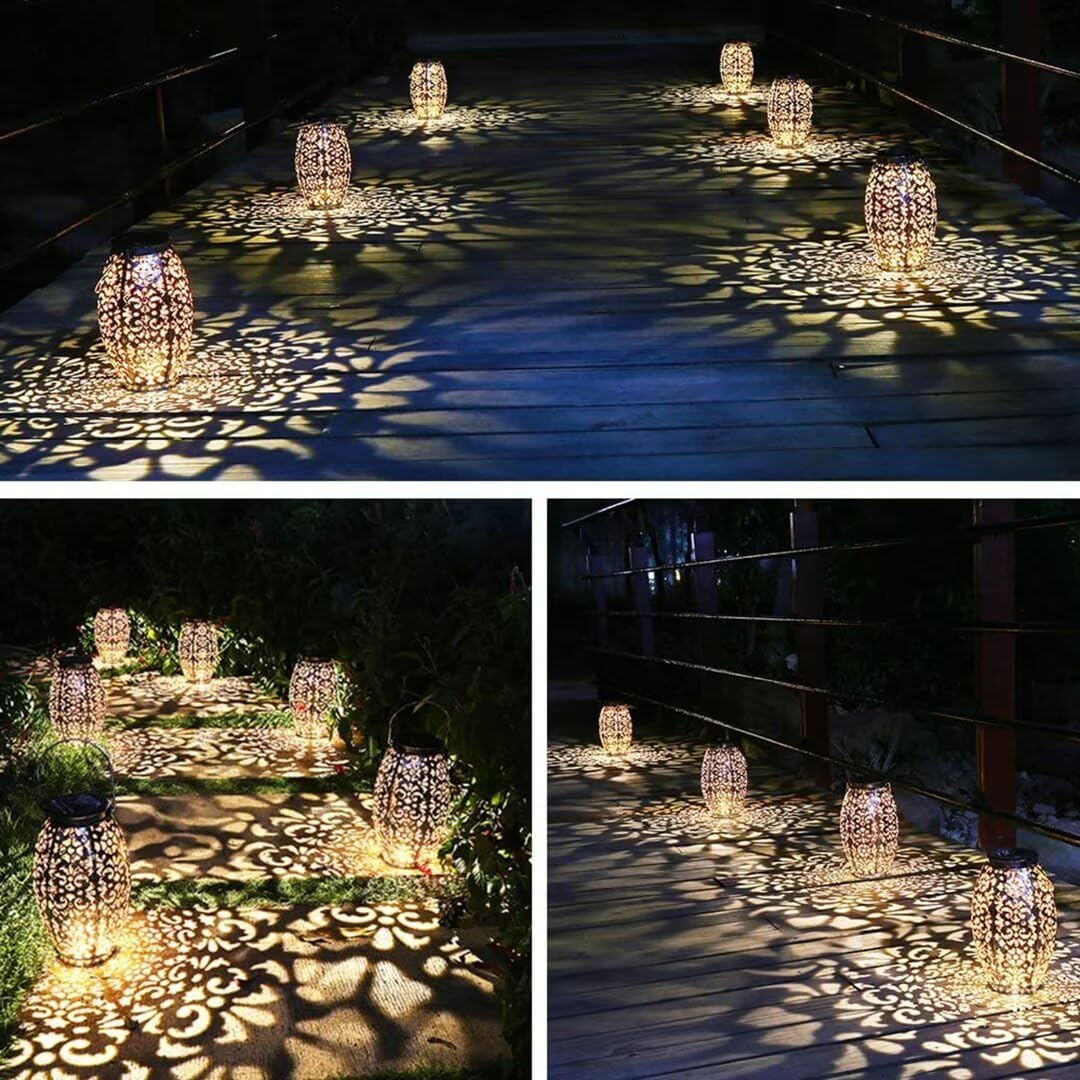 Kaixoxin Solar Lantern Lights For Hanging Or Table Outdoor Solar Light For Patio Courtyard Garden (Silver-1)