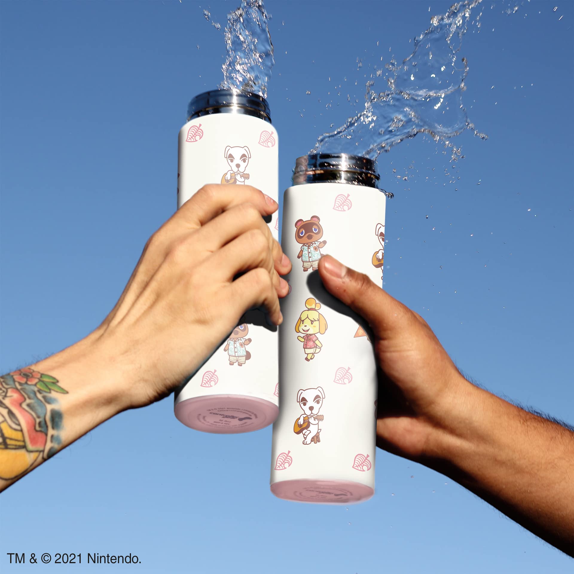 Animal Crossing 17Oz, Insulated, Stainless Steel, Leak Proof, Water Bottle (Island Idols)