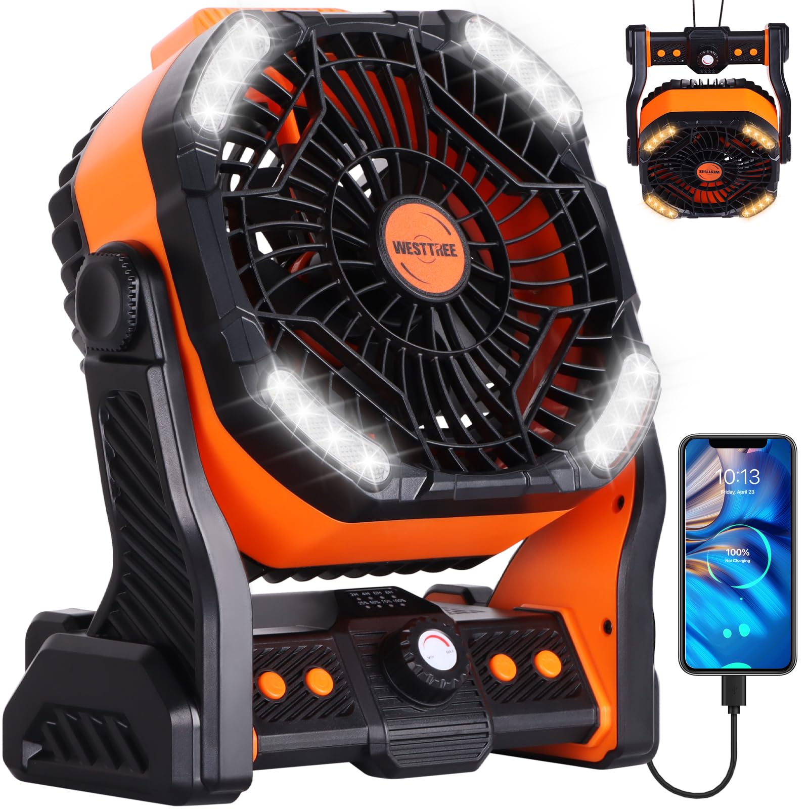 Portable camping fan with 20000mAh battery ideal for outdoor and travel cooling Koospark