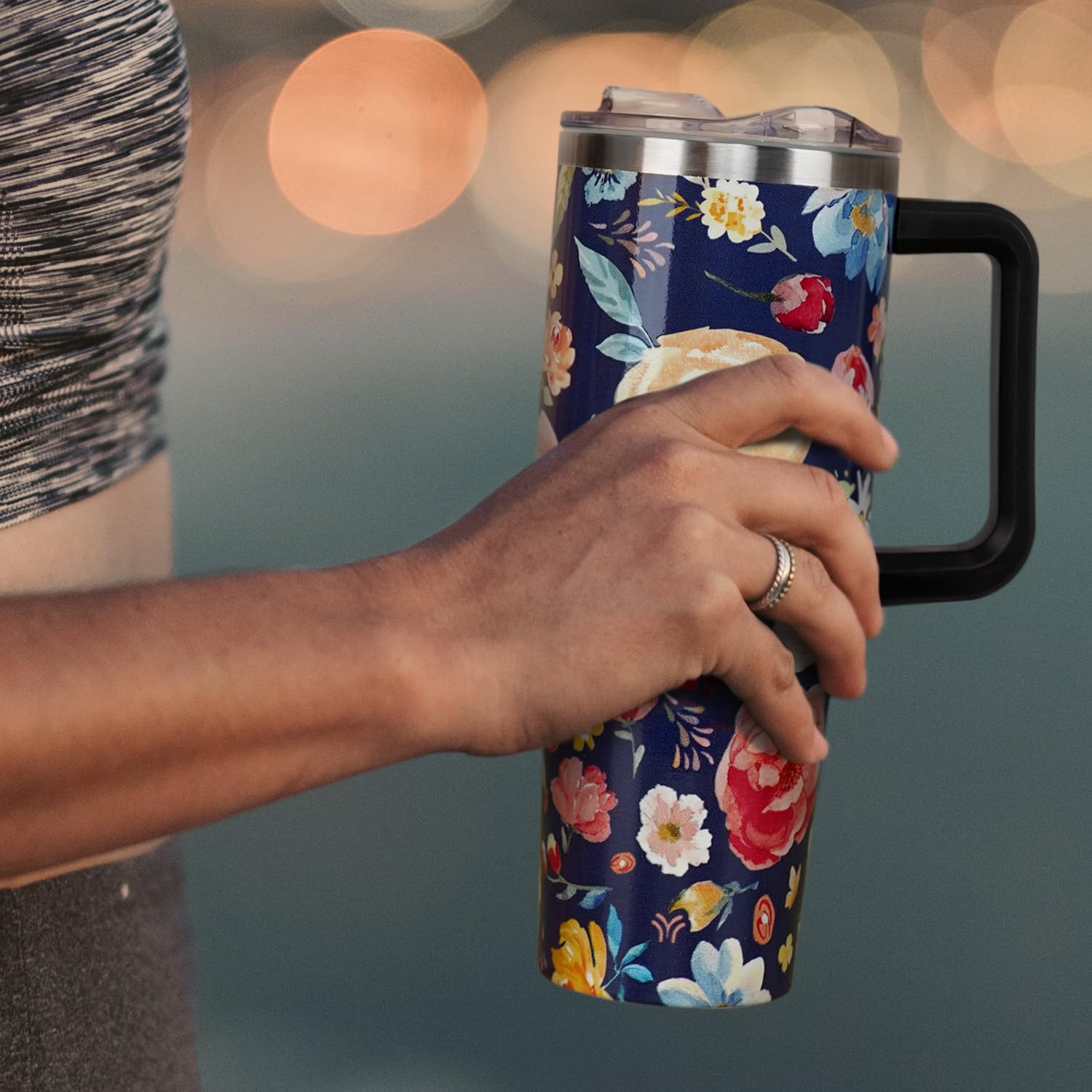 40 Oz Tumbler With Handle And Straw Lid  Vacuum Insulated Leak Proof Tumbler