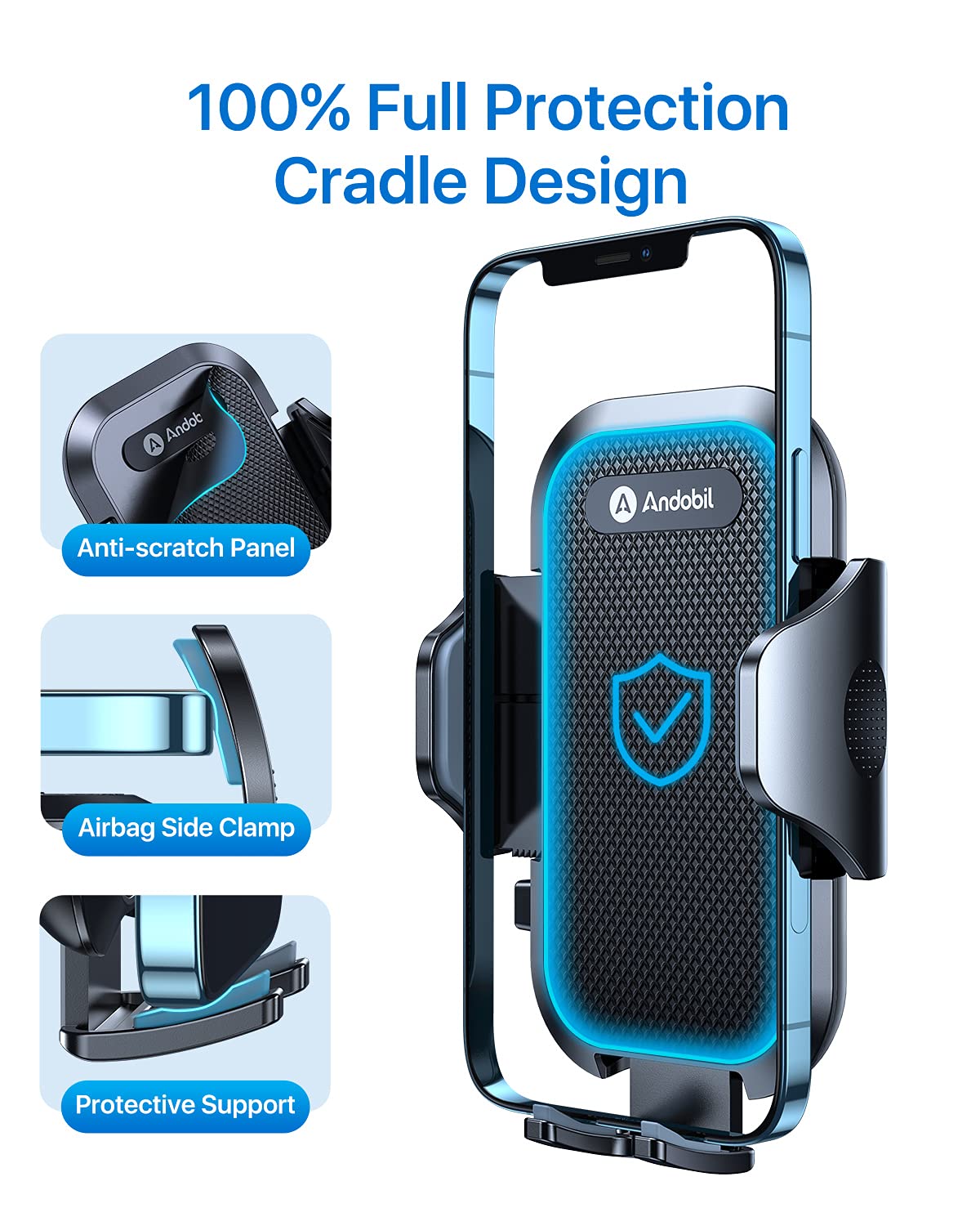 Andobil Car Phone Holder Mount For Vent, Military Sturdy Metal Clip Air Vent Phone Holder For Your Car Easy Used Cell Phone Car Mount For Iphone 16 15 14 13 12 Pro Max Samsung S25 S24