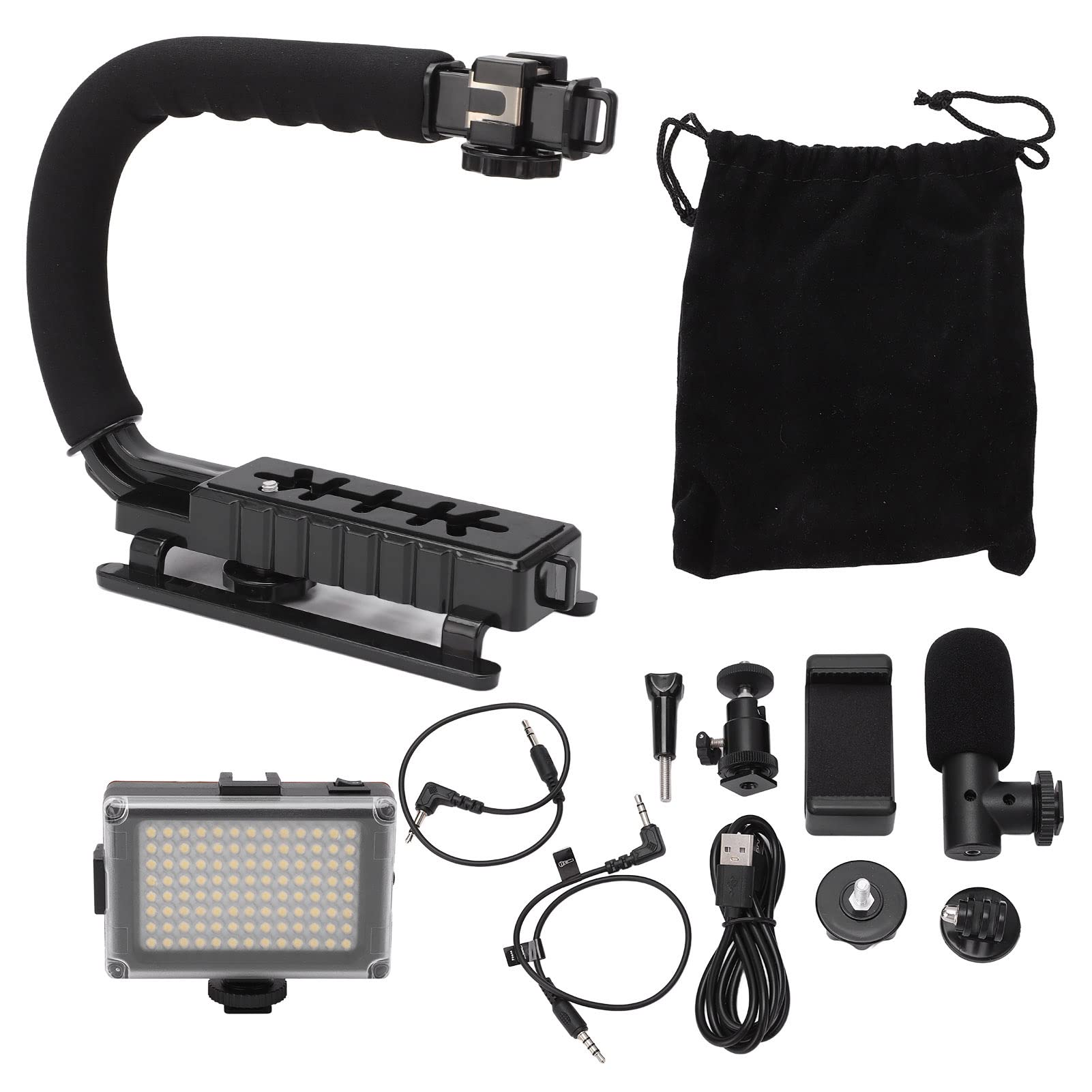 Agatige Dv Bracket Stabilizer Kit,Video Action Stabilizing Handle Grip Professional C Shaped Handheld Photography Stabilizer Grip With Mic Fill In Light For Micro Movies