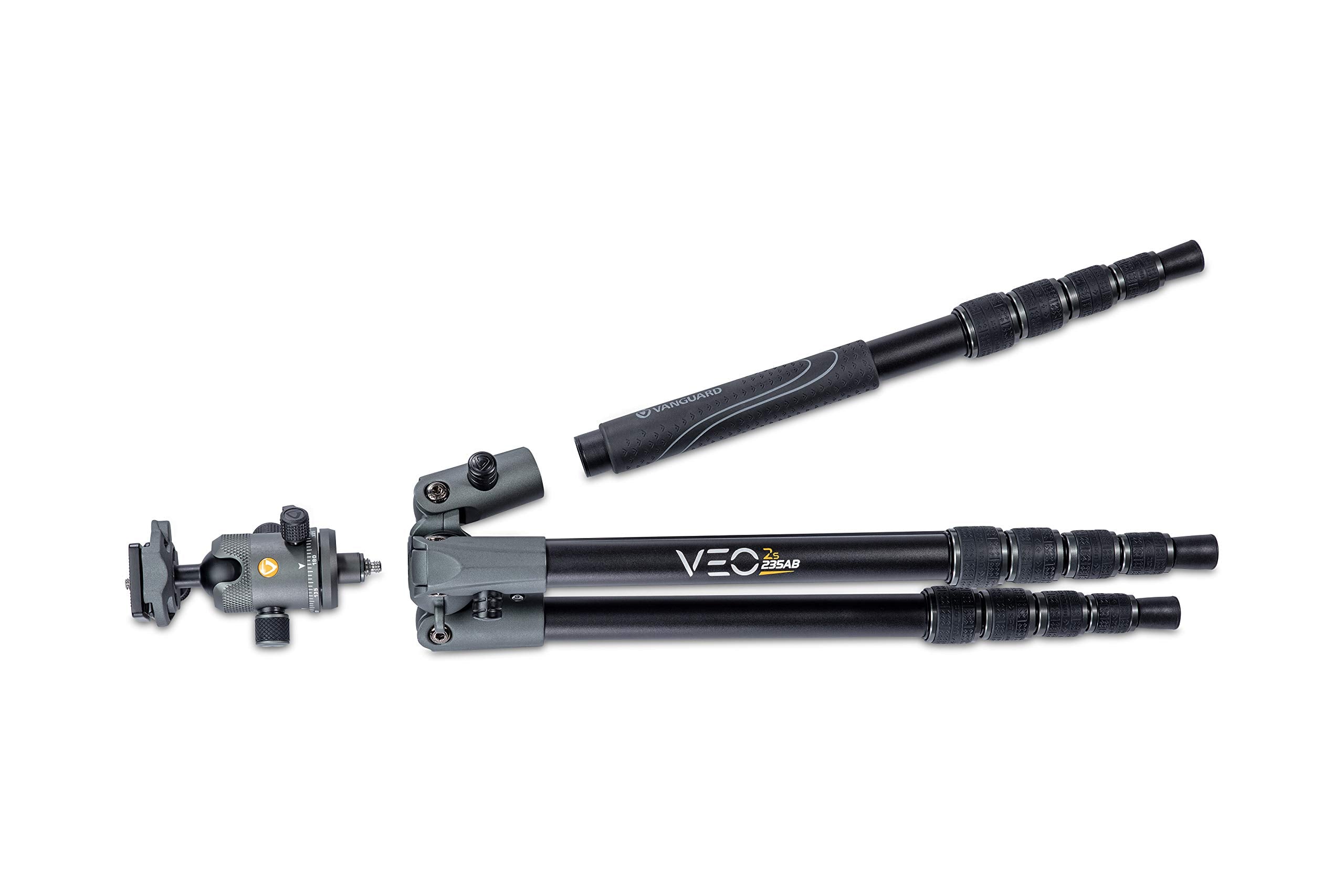 Vanguard Veo2S235Ab Aluminum Travel Tripod With Ball Head, Monopod Option, Smart Phone Holder, Spiked Feet, And Tripod Bag