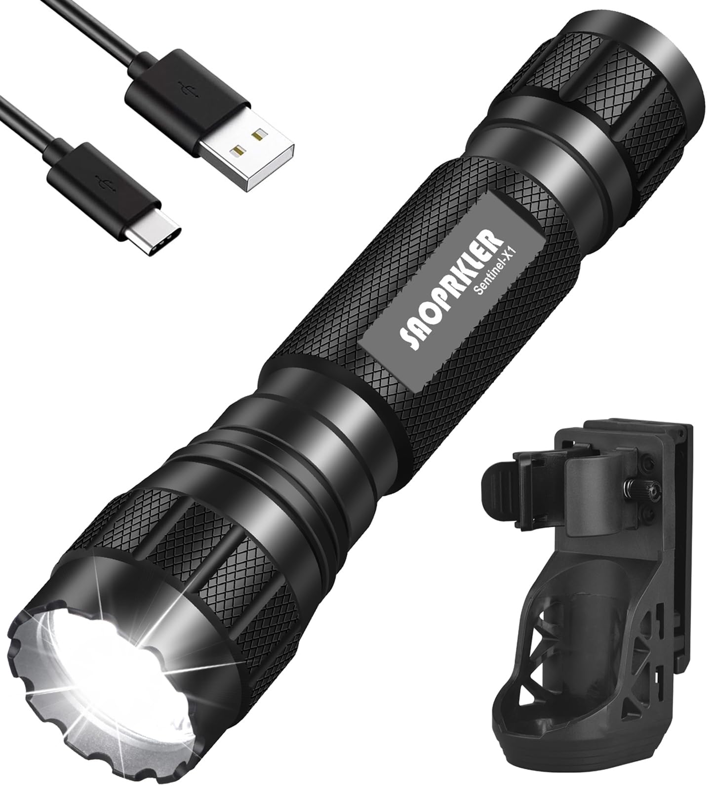 Saoprkler Tactical Flashlights High Lumen-Police 1200 Lm Flashlight With Holster For Duty Belt,Single Mode Led Flashlight For Camping/Law Enforcement-Sentinel-X1