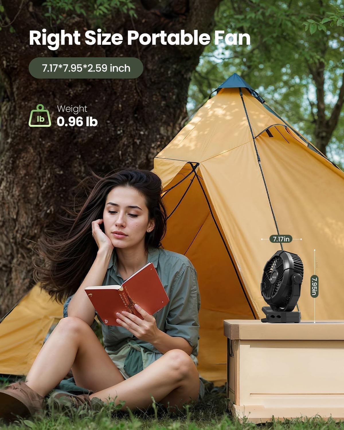 Gaiatop Portable Camping Fan With Led Lantern, 360°Rotation And Clip On For Desk, 4000Mah Usb