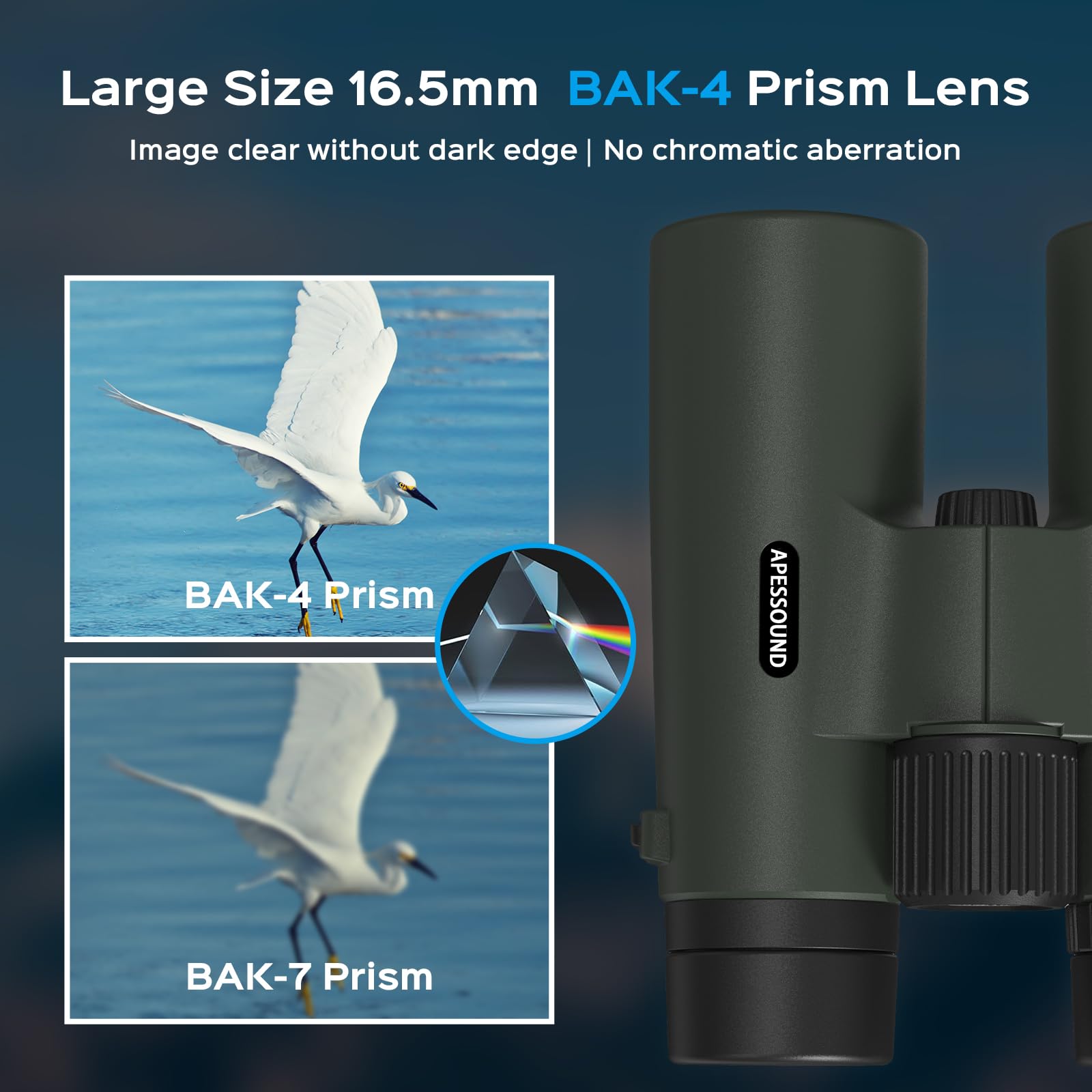 Apessound 10X42 Binoculars For Adults, Hunting & Bird Watching - Hd Optics With Fully Multi-Coated Lenses & Bak4 Prism, Ipx7 Waterproof/Fogproof/Shockproof, Rubber Armored, Tripod Adaptable
