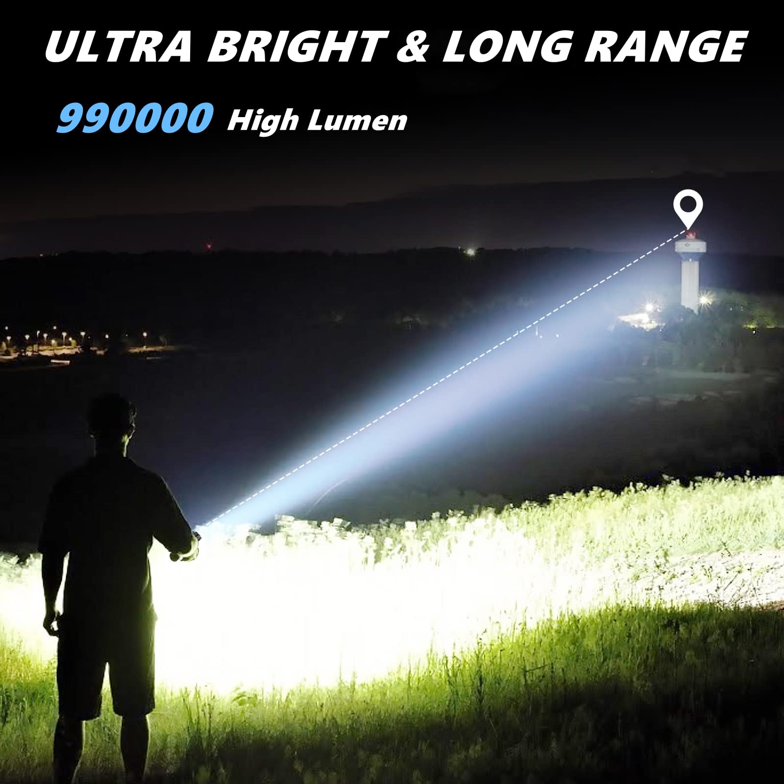 Wssbond Flashlights High Lumens 2 Pack, 990,000 Lumen Rechargeable Flashlight Super Bright Flash Light With Red Light,Cob Work Light,Ipx6 Waterproof Powerful Flashlight For Home Camping Disaster (2)