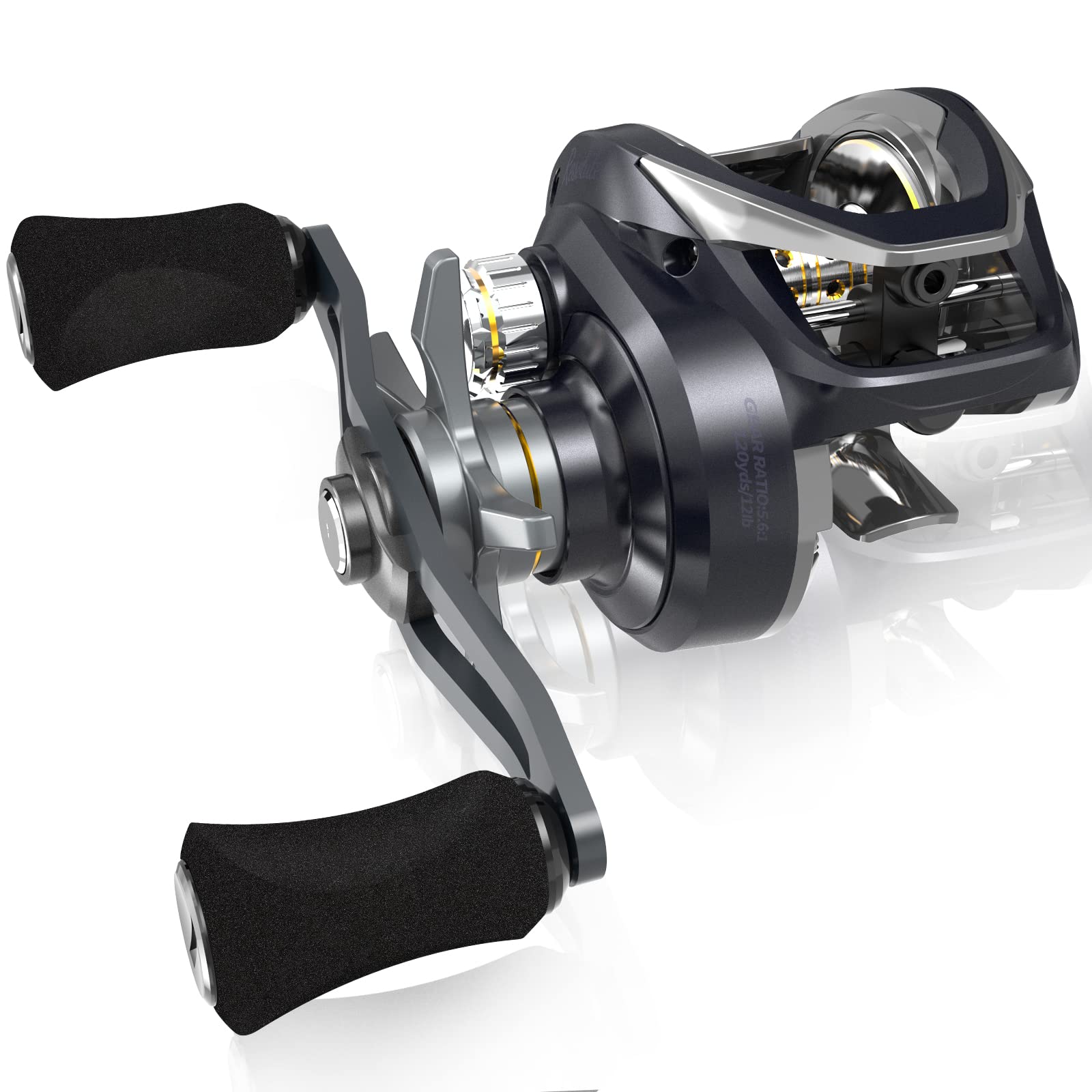 Tempo Resolute Low Profile Baitcasting Reels, Super Smooth Fishing Reel With 9+1 Bb, 20 Lbs Carbon Fiber Drag,6.7Oz Ultralight Baitcaster Reels,5.6:1/6.6:1/7.3:1 Gear Ratio Casting Reel