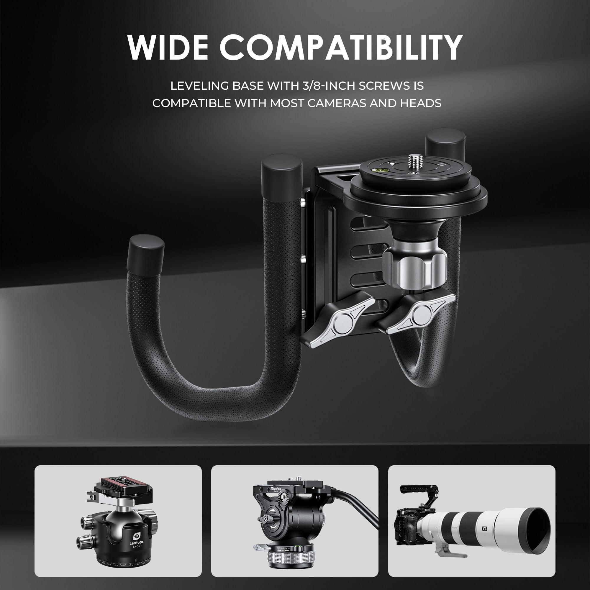 Leofoto Camera Window Stabilizer With 75Mm Bowl Base Leveling Adapter With 3/8" Screw, 80Mm Focusing Macro Rail, 10Kg/22Lbs Maximum Load Capacity, Camera Car Mount For Vlogging, Outdoor Photography (Wn-03)