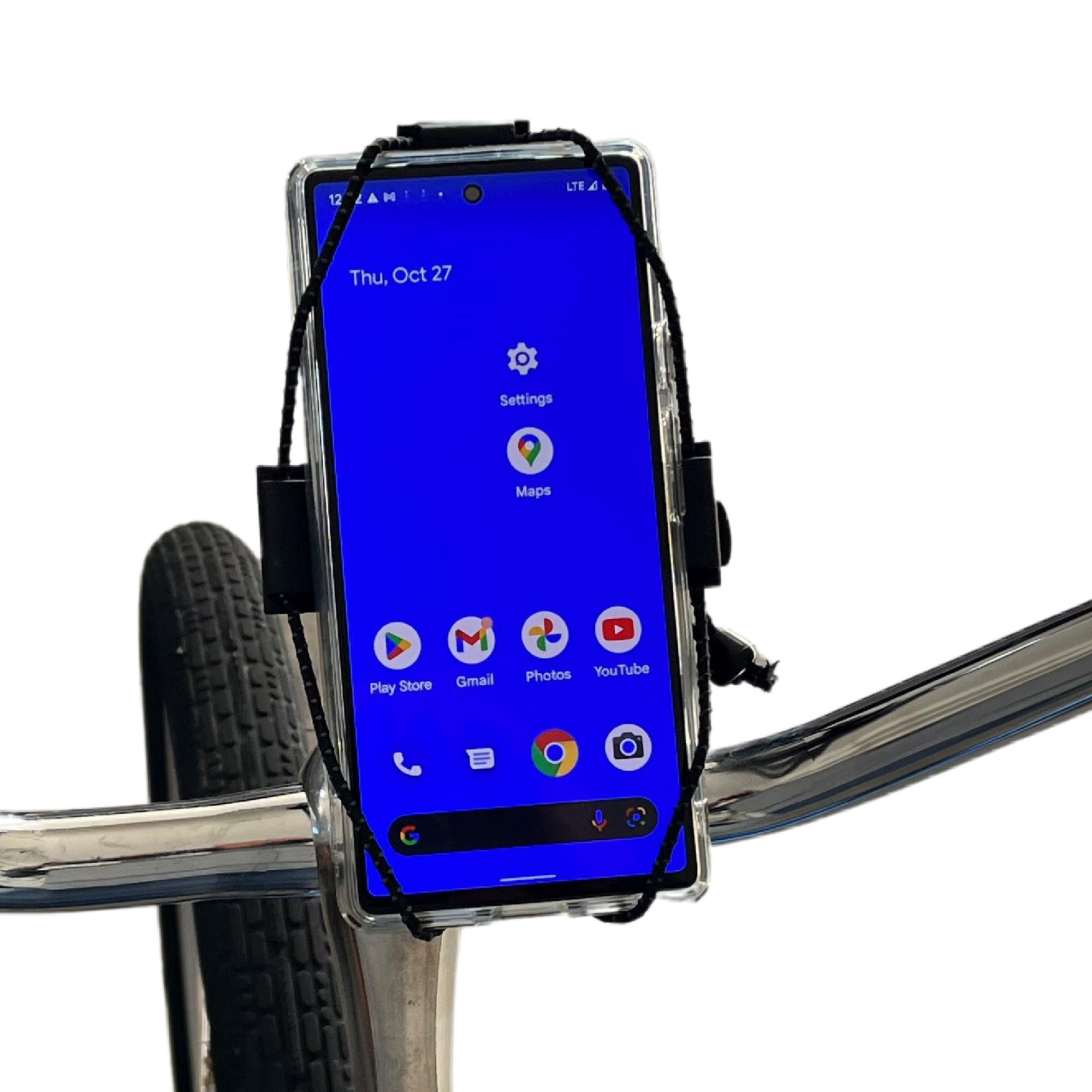 Bikase Elastokase Universal Bike Phone Mount, Flexible Rubber Handlebar Holder For Smartphones, Secure Shock Cord Grip, Fits Iphone & Samsung Galaxy, Ideal For E-Bikes