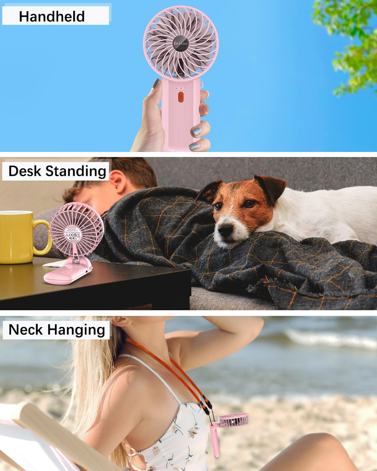 Portable Fan Handheld Fan, Mini Hand Held Fan, 6-15H Cooling Small Personal Fan, 180° Foldable Mini