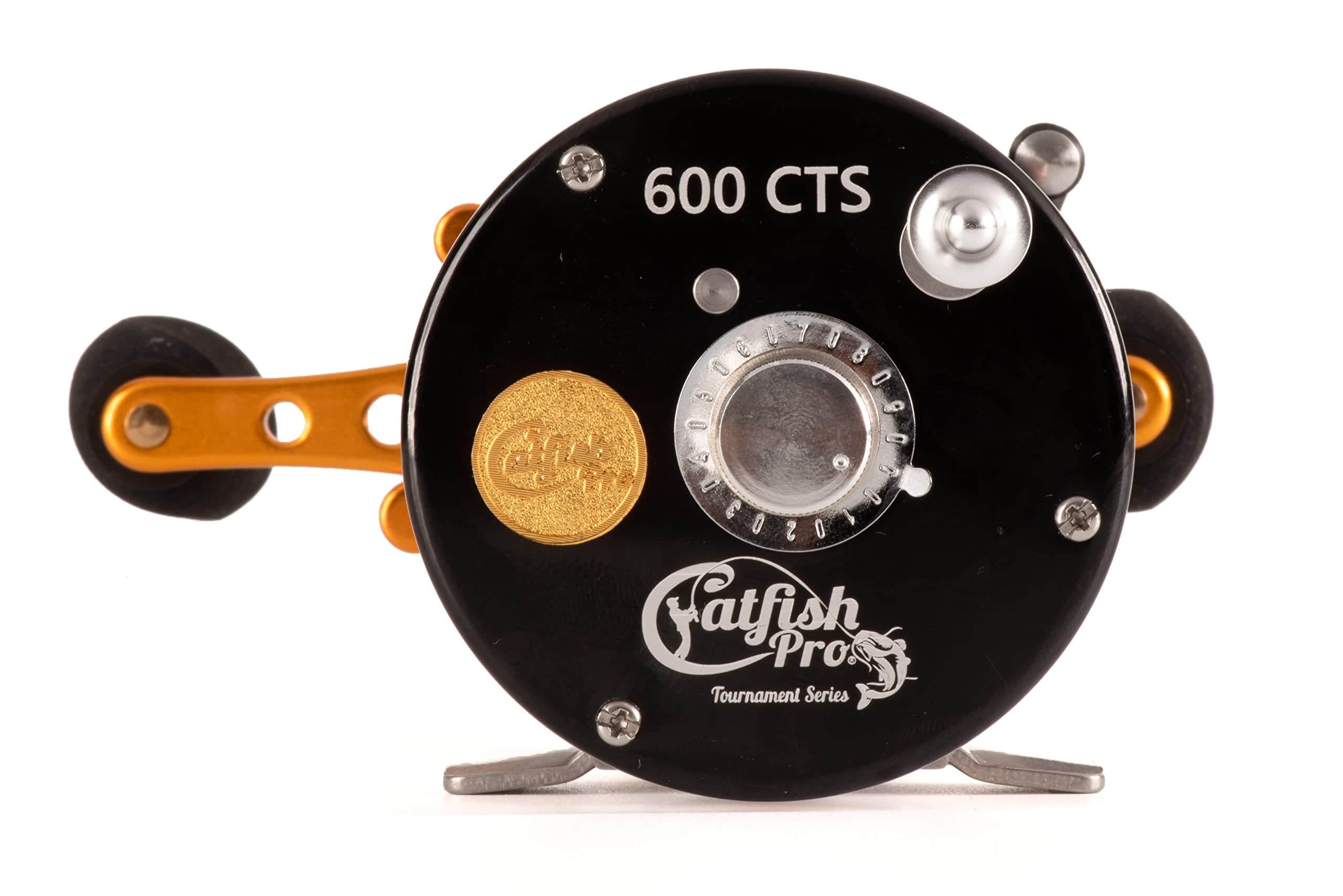 Catfish Pro Tournament Series 600Cts Round Baitcasting Reel - 6+1 Stainless Steel Ball Bearings, 5.3:1 Gear Ratio, 19Lb Drag, Brass Gears, Centrifugal Brake, Durable & Powerful For Big Catfish Fishing