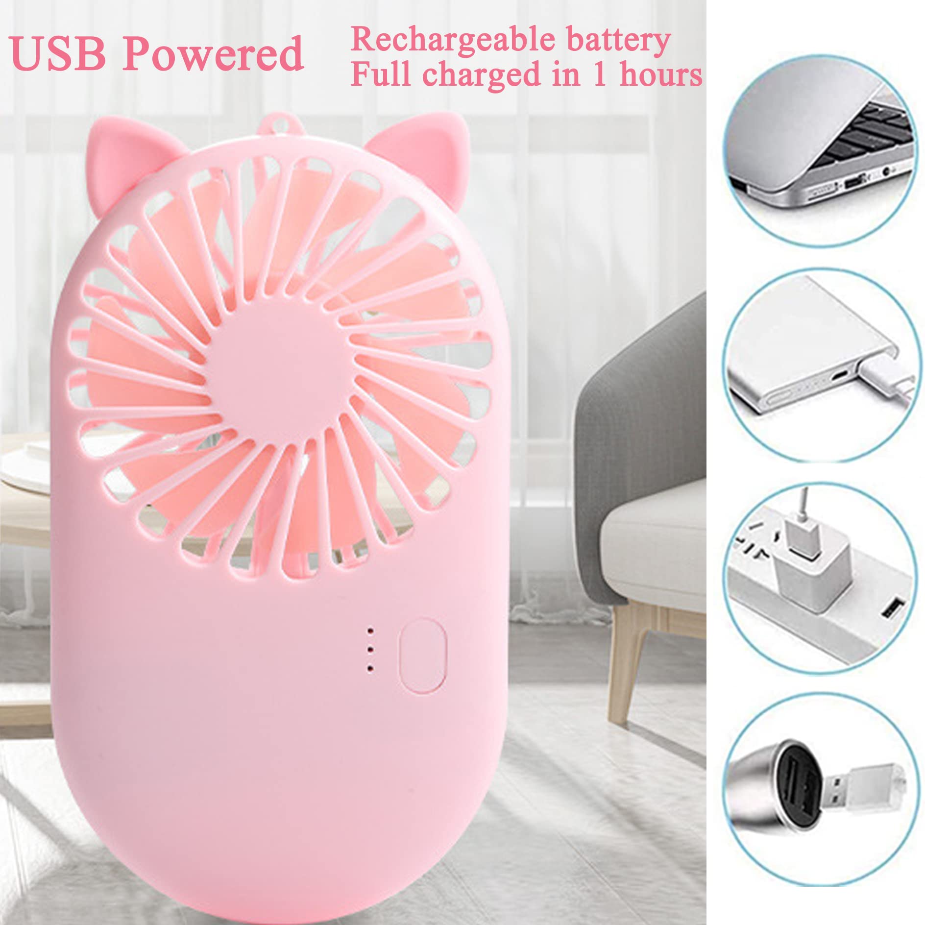 Portable pocket-sized handheld fans in bulk, with cute design and USB recharge functionality