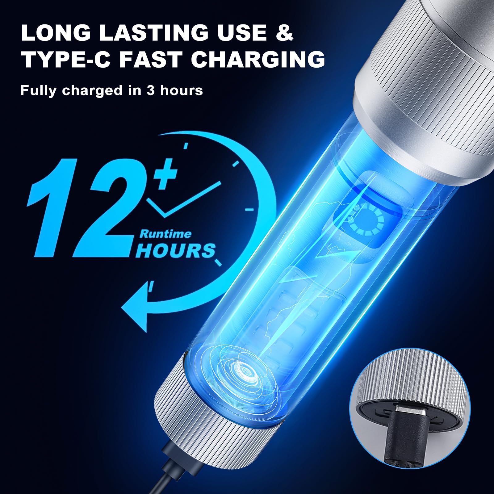 Ciwuzxs Flashlight High Lumens Rechargeable, 5000 Lumen Super Bright Led Flashlights, Tactical Flashlight With Cob Sidelight, Waterproof, Zoomable For Camping, Emergency (1)