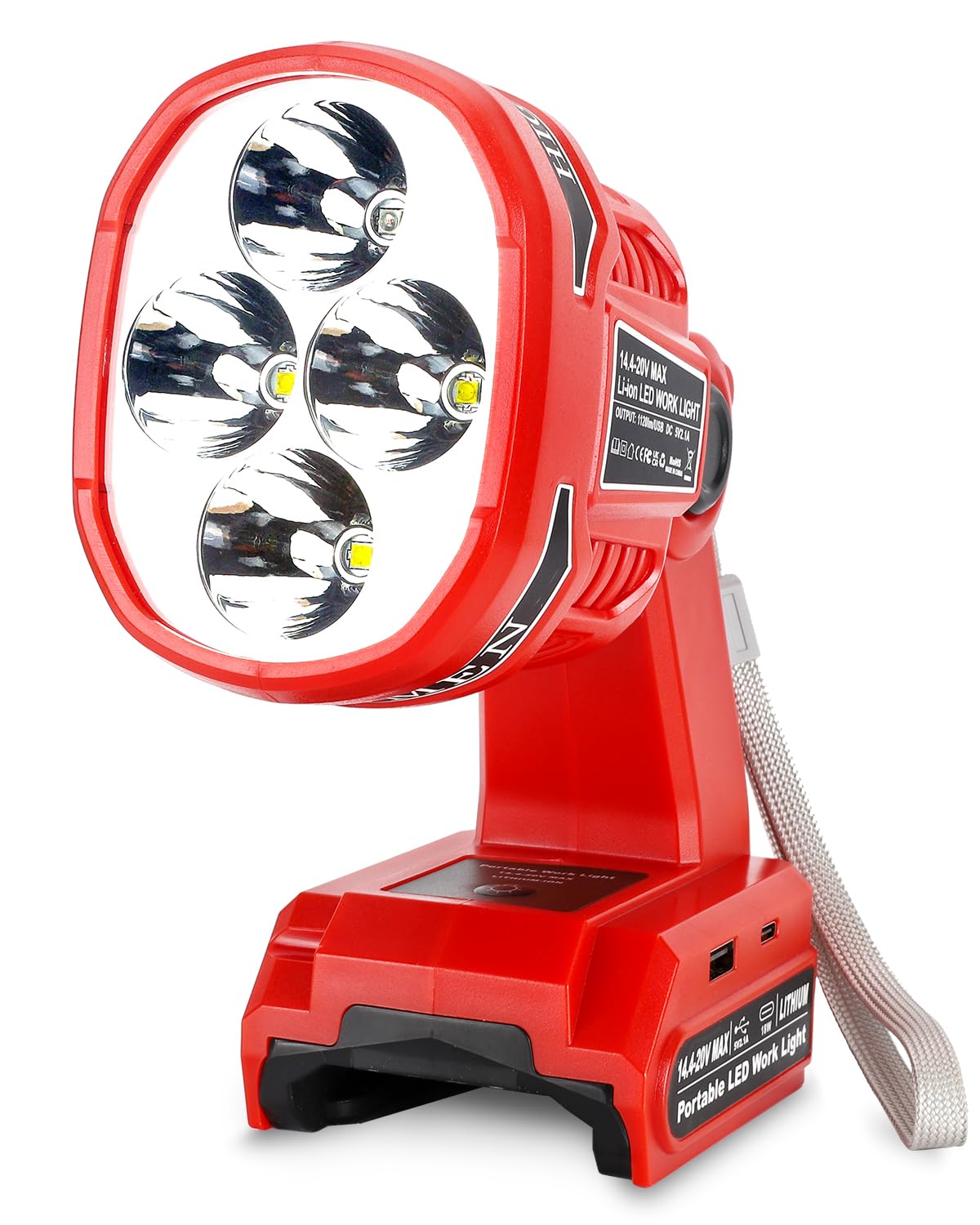 Adisipsoarin Cordless Led Flashlight For Craftsman V20 Battery, 22W Led Work Light With Usb-A&Usb-C 2.1A Fast Charging Ports For Jobsite, Car Repairing, Camping, Emergency