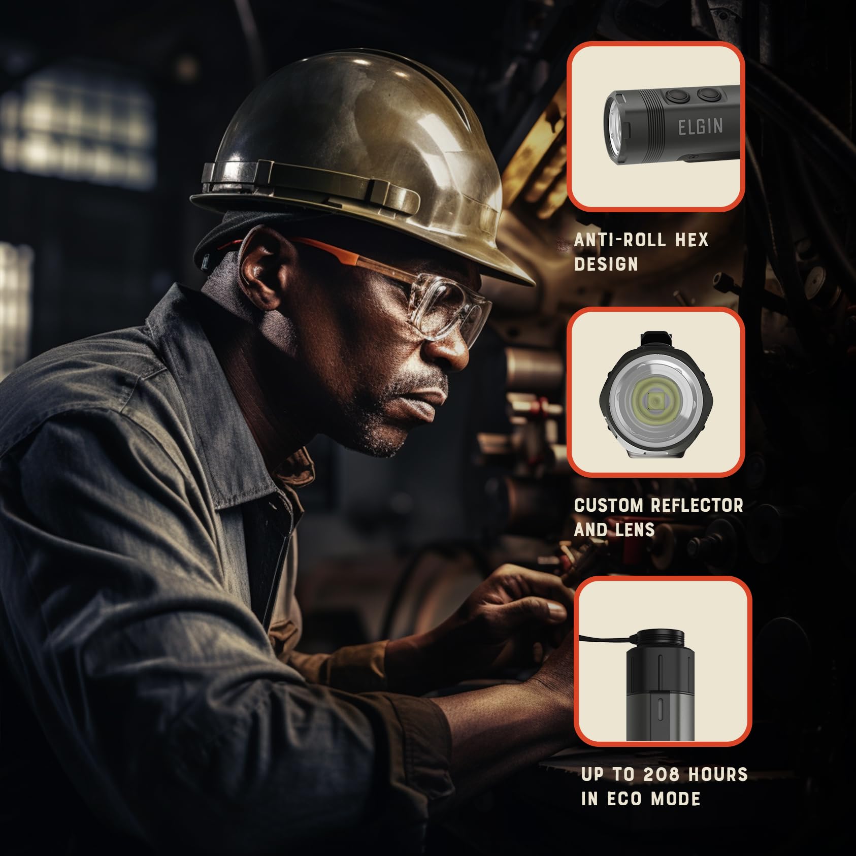 Elgin Maverick Led Rechargeable Flashlight, 1600 Lumens, Usb Magnetic Charging, Compact Cree Tactical Light For Work, Mechanics, Camping & Emergency, Drop-Tested, Weather-Resistant, Long Battery Life