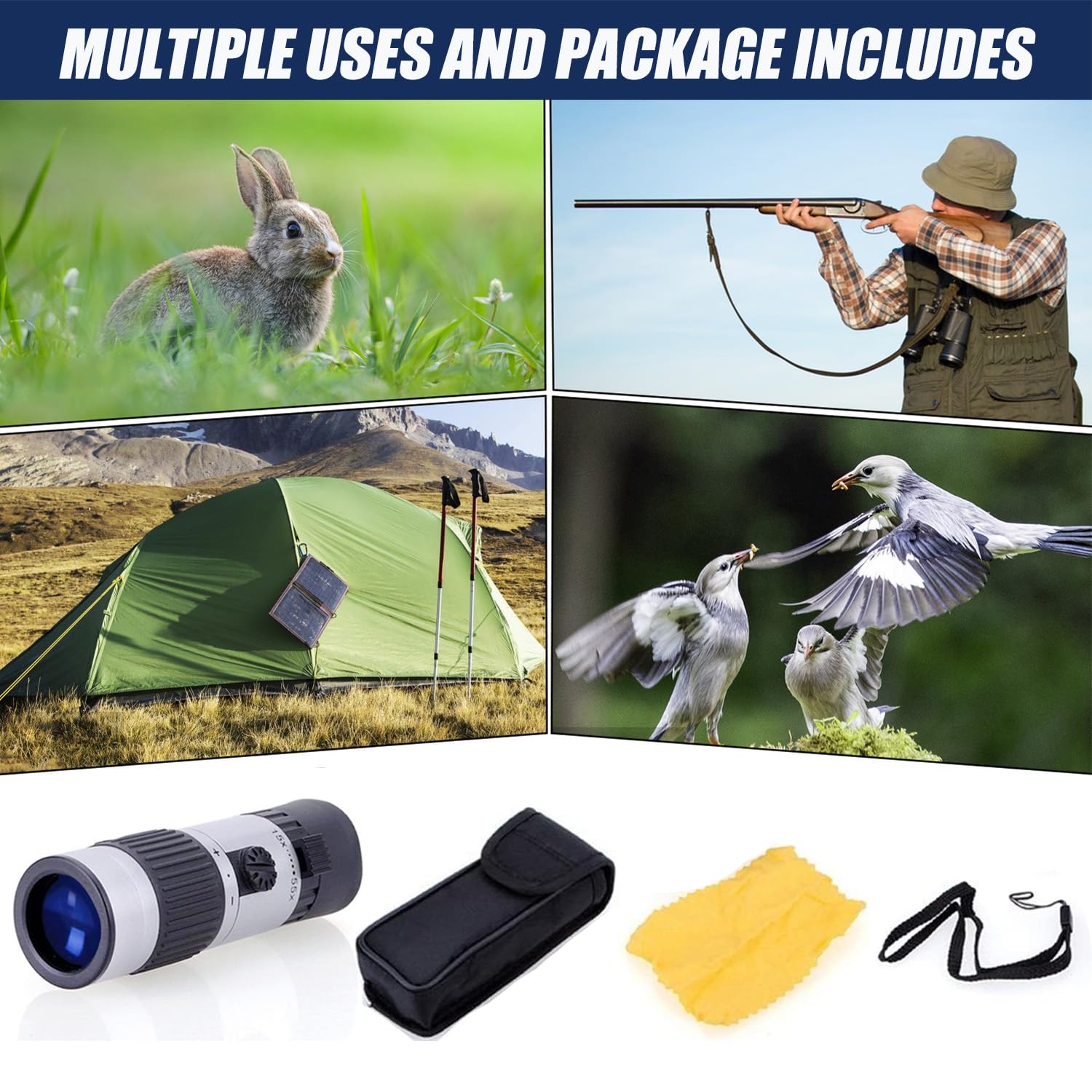 Rongon Pocket Monocular Telescope 15-55X21 Compact Binoculars Monocular For Adults High Powered For Stargazing Hunting Wildlife Bird Watching Travel Camping Hiking Dad