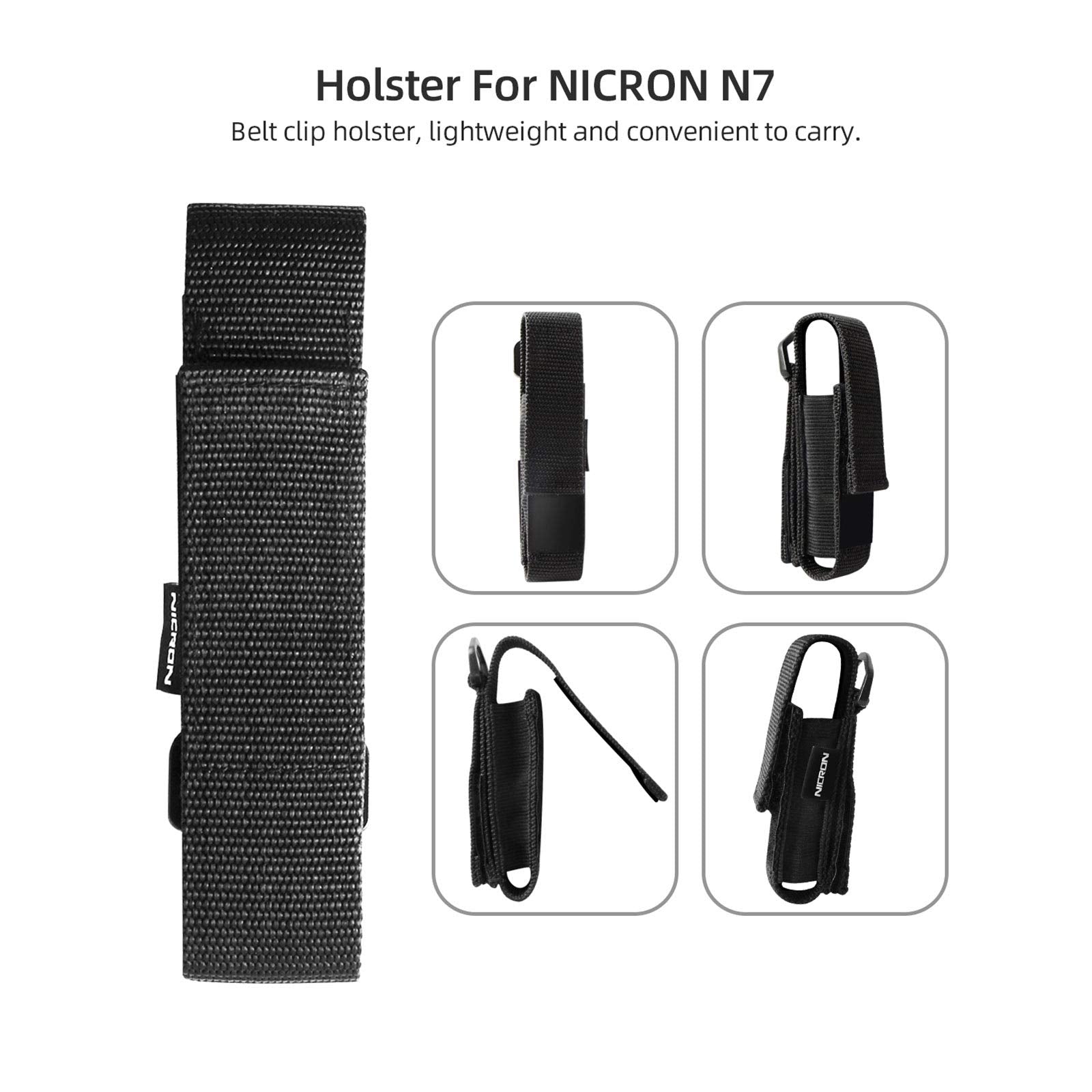 Nicron Flashlight,N7 Holster For Tactical Torch Flashlight Holder Nylon Pouch Clip Long Type Case With Adjustable Headband 100% Match,For Cycling, Repair,Hiking, Lightweight, Waterproof