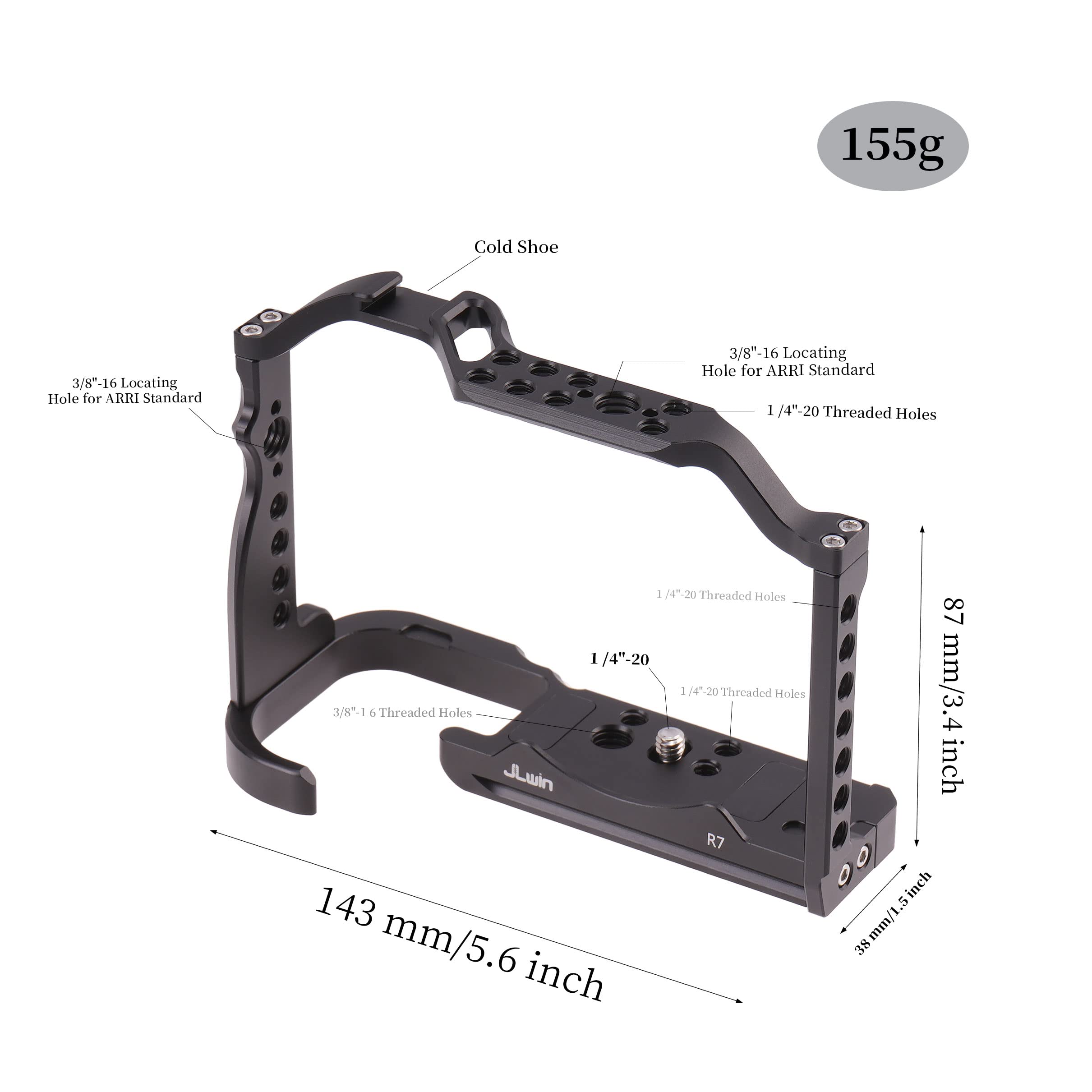 Fotga Alloy Aluminum Camera Cage Bracket Stabilizer + Top Handle For Canon Eos R7 Dslr Camera Video Film Making Compatible With Arca Swiss Tripod Ball Head Clamp