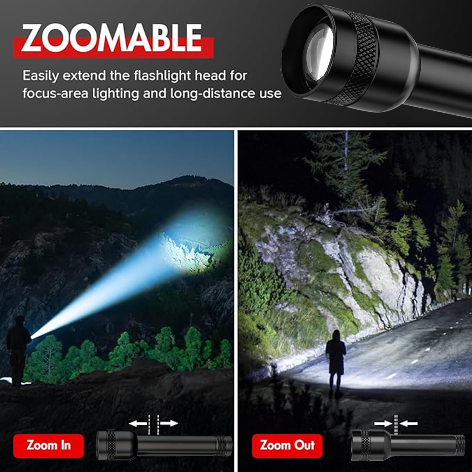 Mviocs 2 Pack Flashlights Rechargeable, High Lumens Flashlight Torch, Super Bright Small Led Flash Light- Zoomable, Adjustable Brightness, Long Lasting For Camping, Outdoors And Home Emergency
