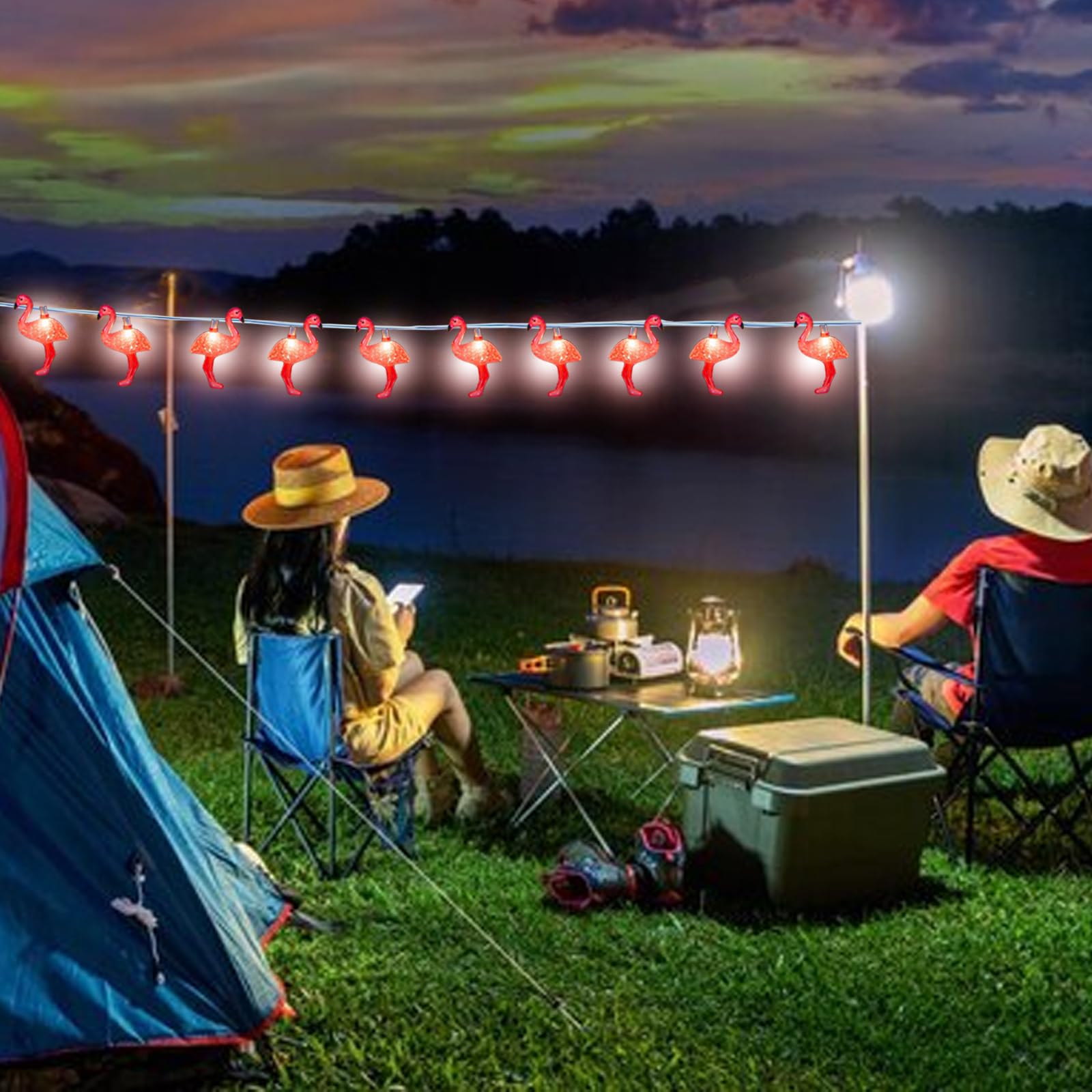 Brianvikey 8.5Ft Pink Flamingo Outdoor String Lights, 9Ft Summer Patio Led String Lights, Bedroom Birthday Wedding Holiday Summer Theme Outdoor Cute Party Lights, Tropical Party Decoration, Flamingo Decoration