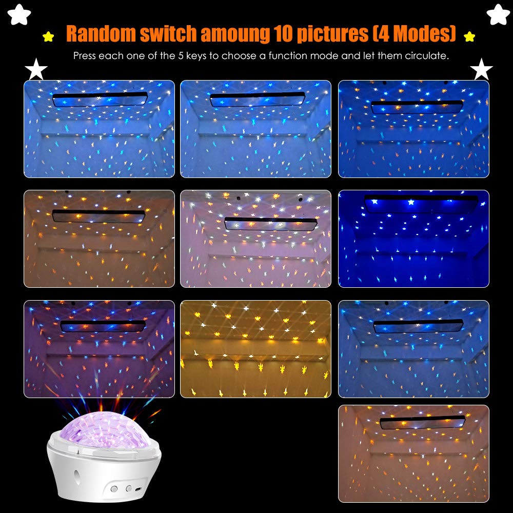 Bizzerinc Star Night Light Projector For Kids, Galaxy Baby Star Night Light Projector With Timer, Led Sky Light Projector, 4 Modes For Boys And Girls, Adults