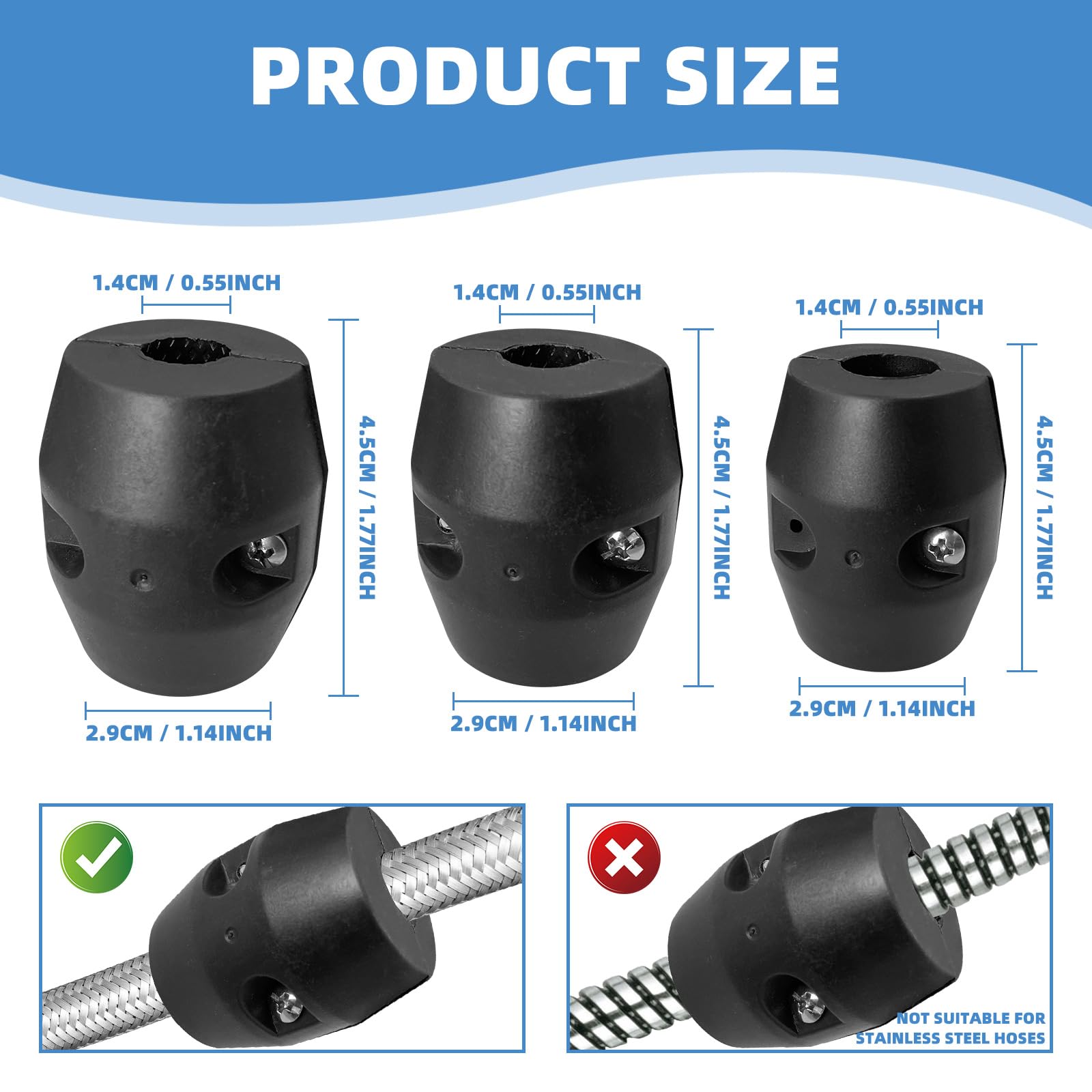 Dlbeem 3 Pcs Kitchen Pull Down Faucet Hose Weight Ball 5.29Oz/8.82Oz/11.64Oz Sink Basin Pull Out Sprayer Heavy Gravity Replacement Parts For Universal Bathroom Basin Sink Stainless Steel/Braided Hose