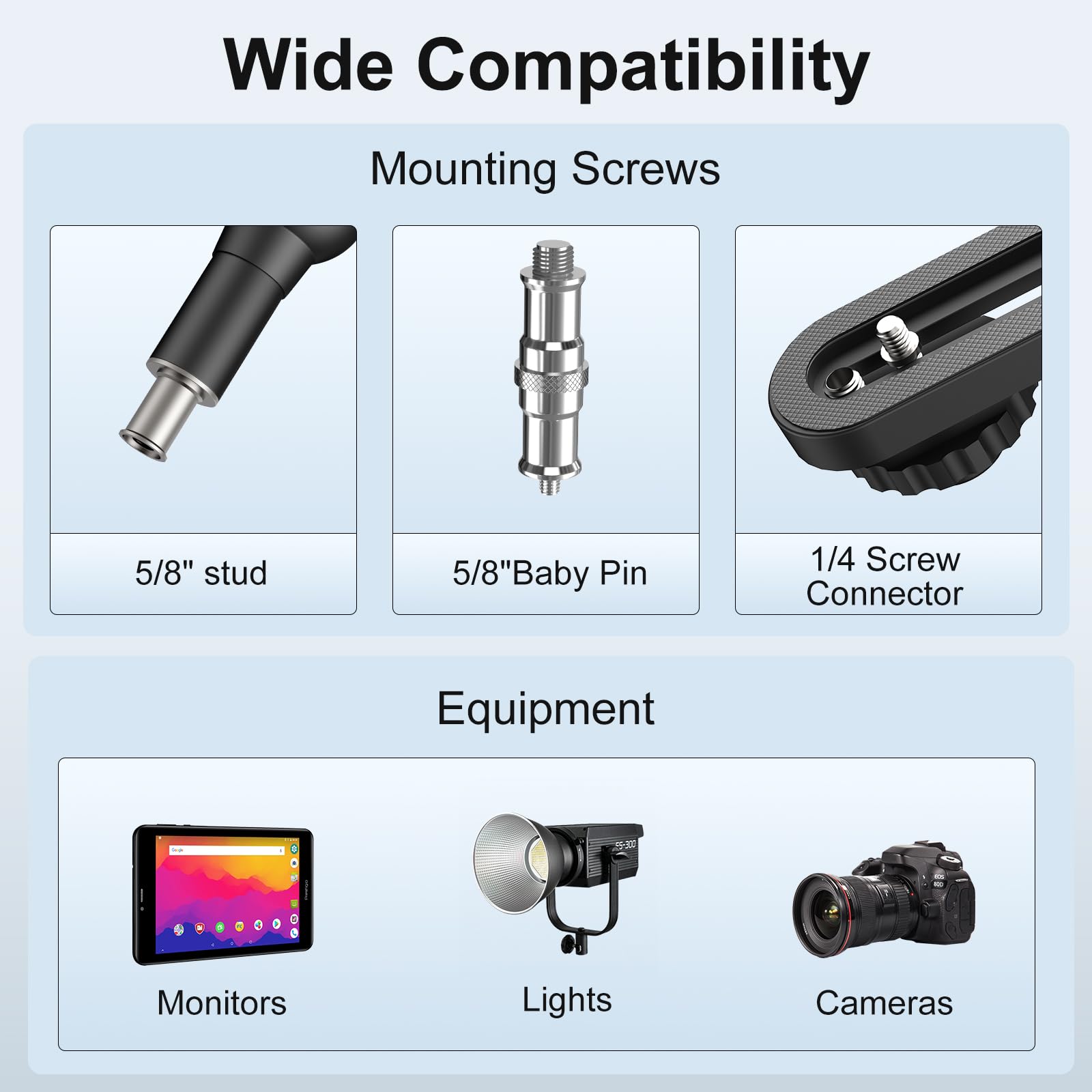 Altson 20.4"/52Cm Magic Arm Mounting Kit - Super Clamp, 1/4" Screw Adapter, Overhead Camera Desk Mount Stand For Flash/Led Light/Microphone/Monitor, Smallrig Camera Cage, Max Load: 6.61Lbs/3Kg