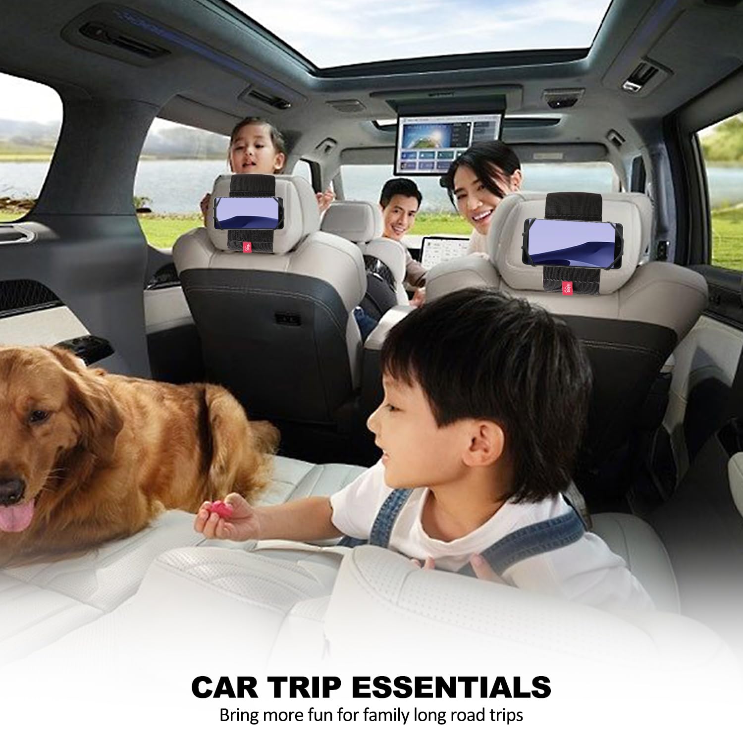 Z Zothington 2 Pack Car Phone Headrest Holder - Car Back Seat Headrest Phone Mount For Kids, Road Trip Essentials, Compatible With Iphone, Samsung, Google, Huawei, Nokia, Other Smartphones