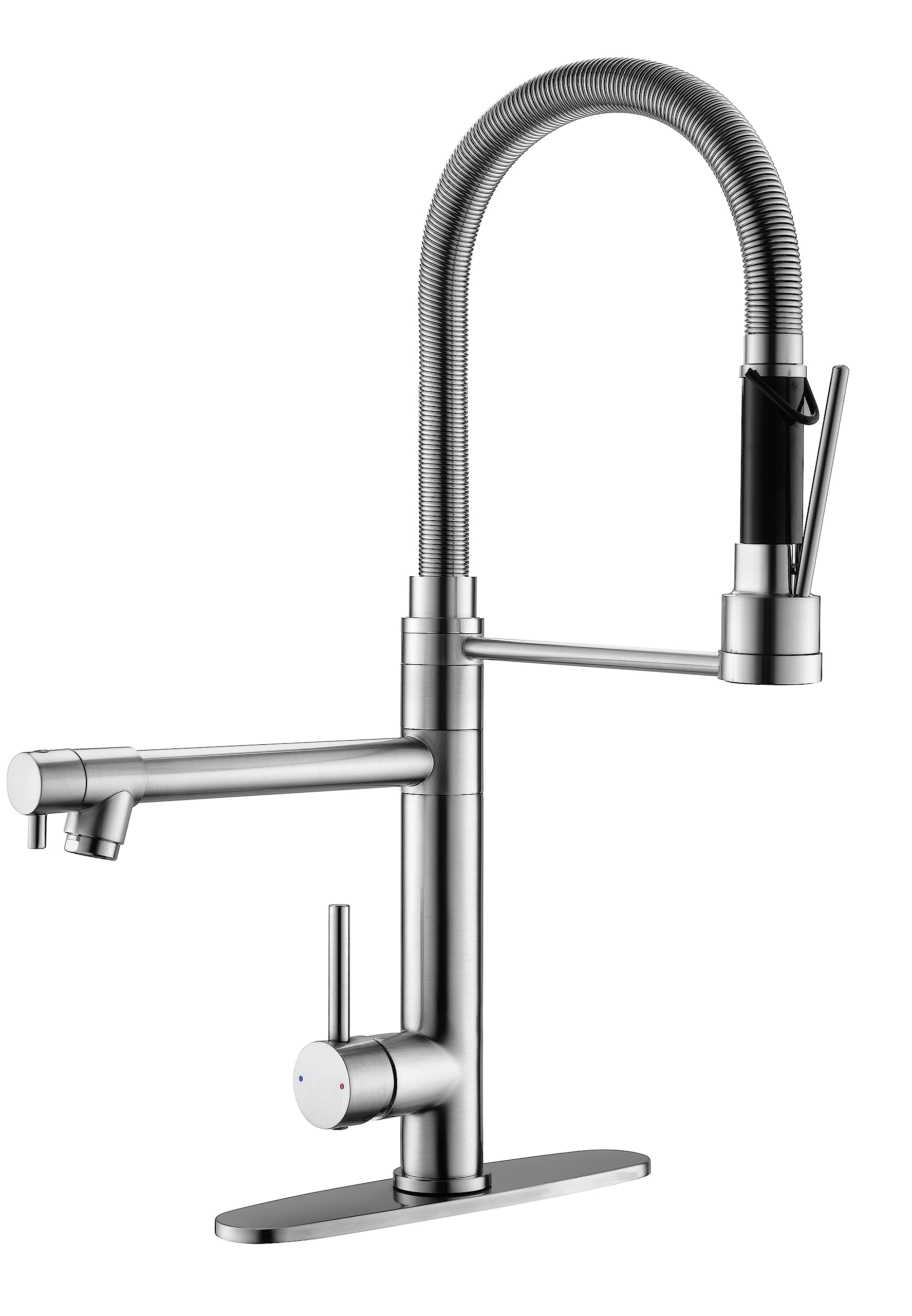 Gimili Commercial Dual-Spout Kitchen Sink Faucet With Pull Down Sprayer Brushed Nickel