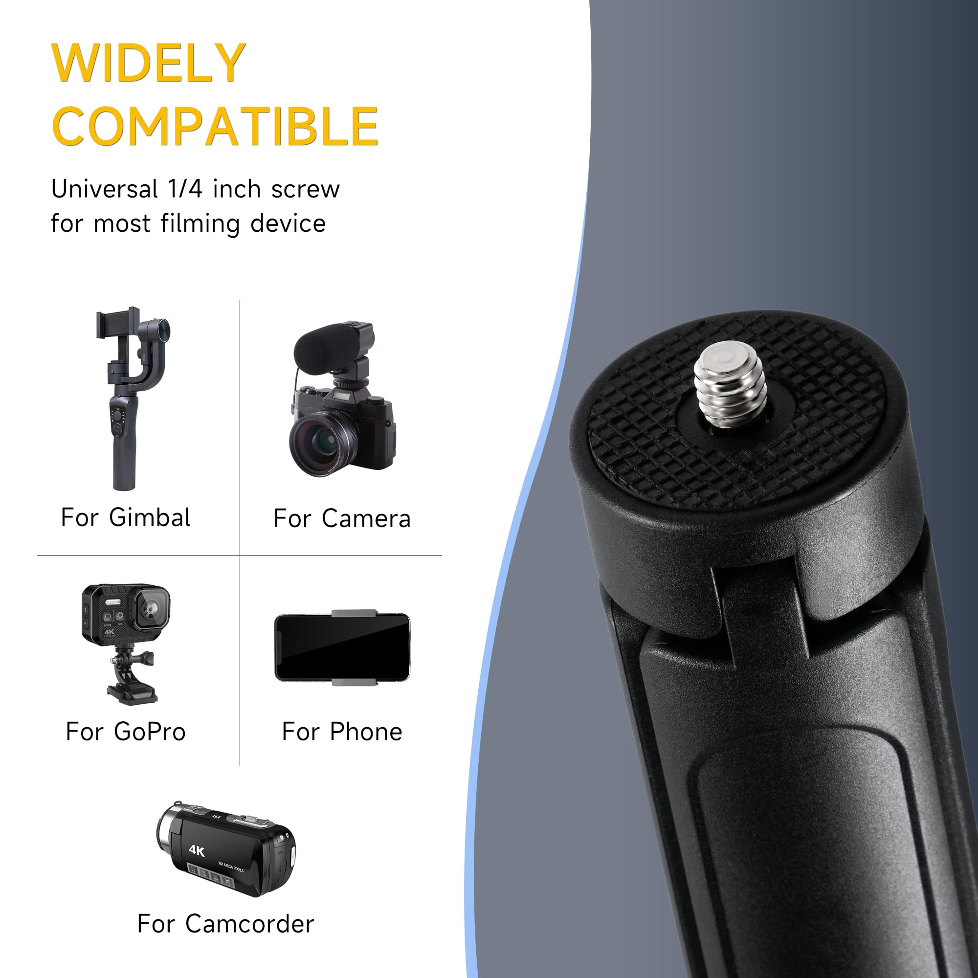 Weeylite 1/4 Mini Tripod, C01 Pro Tabletop Desktop Stand Compact Tripod With 1/4" Screw For K21 Stick Light, Retro 12X Photo Light,Camera,Smooth 4,Osmo Mobile,Vimble 2,Gimbal Handle Grip Stabilizer