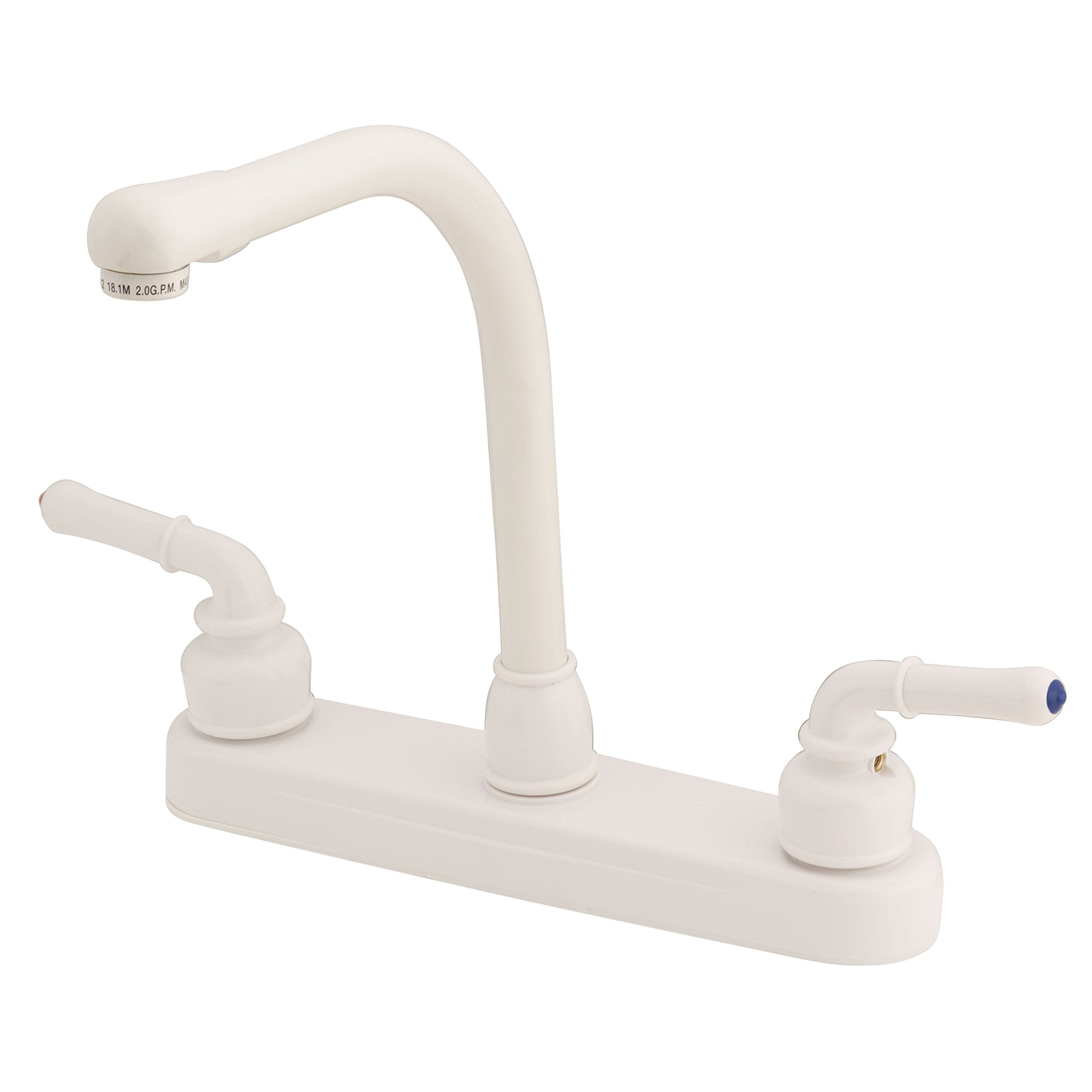 Empire Brass U-Ywi800Rsw Rv Kitchen Faucet With Hi-Rise Spout And Teapot Handles - 8", White