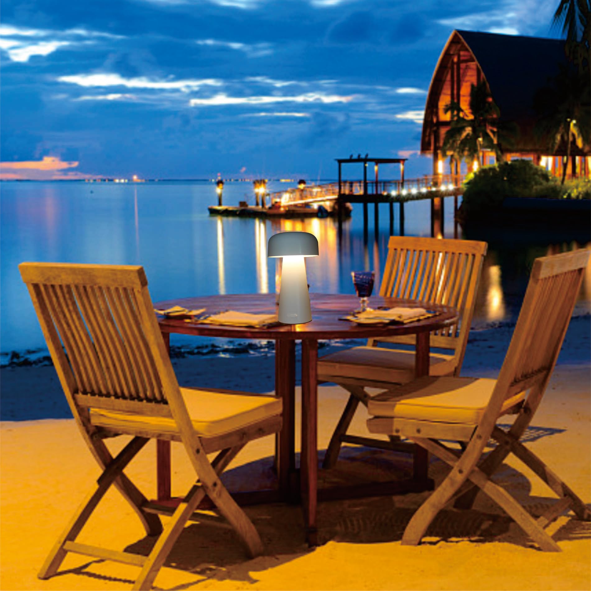 Yoniku Led Table Light Mushroom-Shaped Rechargeable Cordless Night Light - Ip44 Waterproof, 3-Level Touch Dimming, Usb Type-C Charging, Portable White Table Lamp For Bedroom/Bathroom (White)