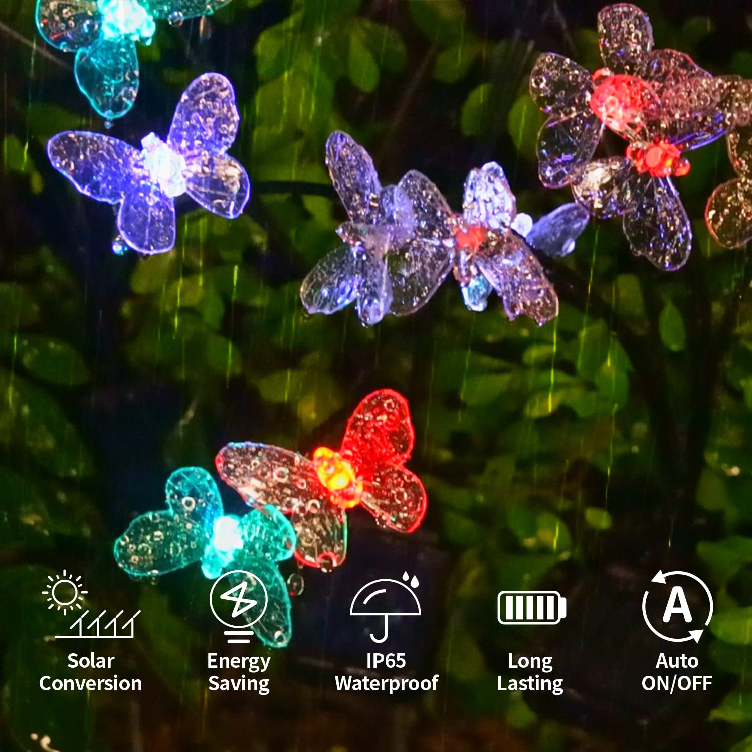 Zrjnled Solar Outdoor Lights Waterproof, Garden Butterfly Lights 7 Color Changing, Sway By Wind, For Patio, Flower Beds, Garden, Backyard, Fence, Walkway, Party, Wedding, Xmas (Colour, 2 Pack Butterfly)