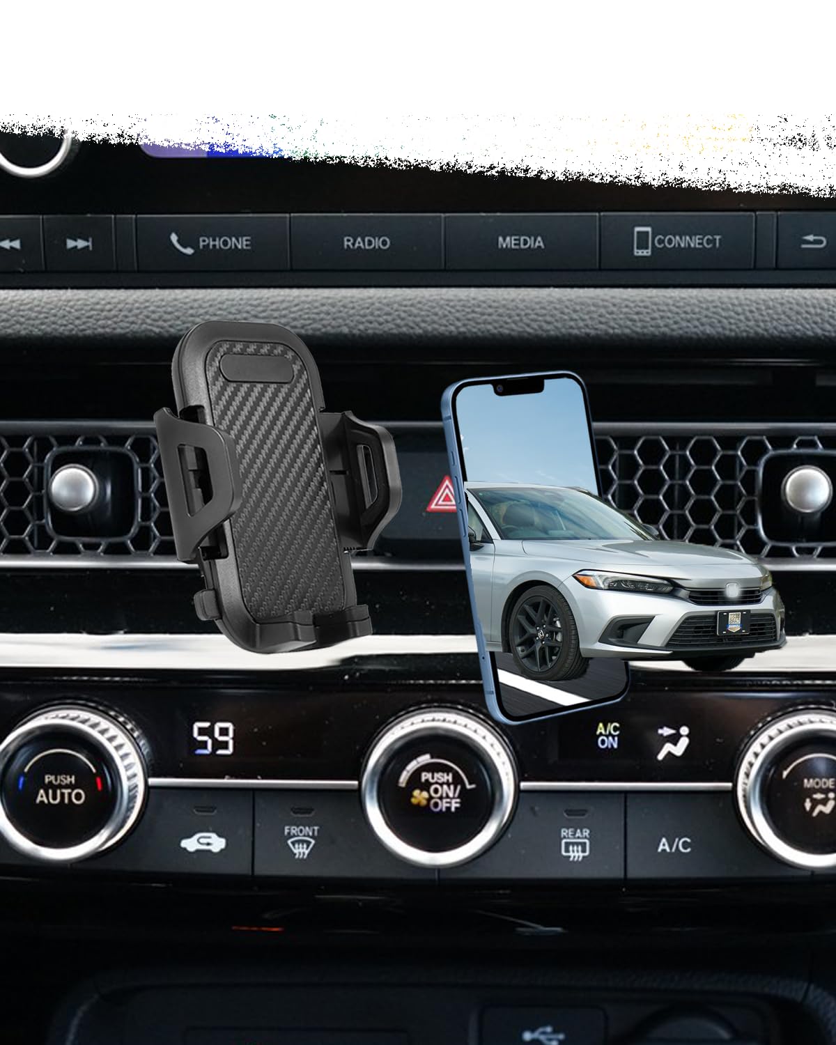 Oricarmes Civic Phone Mount Civic Phone Holder For Civic Accessories Custom Fit For Civic Compatible For All Cell Phones