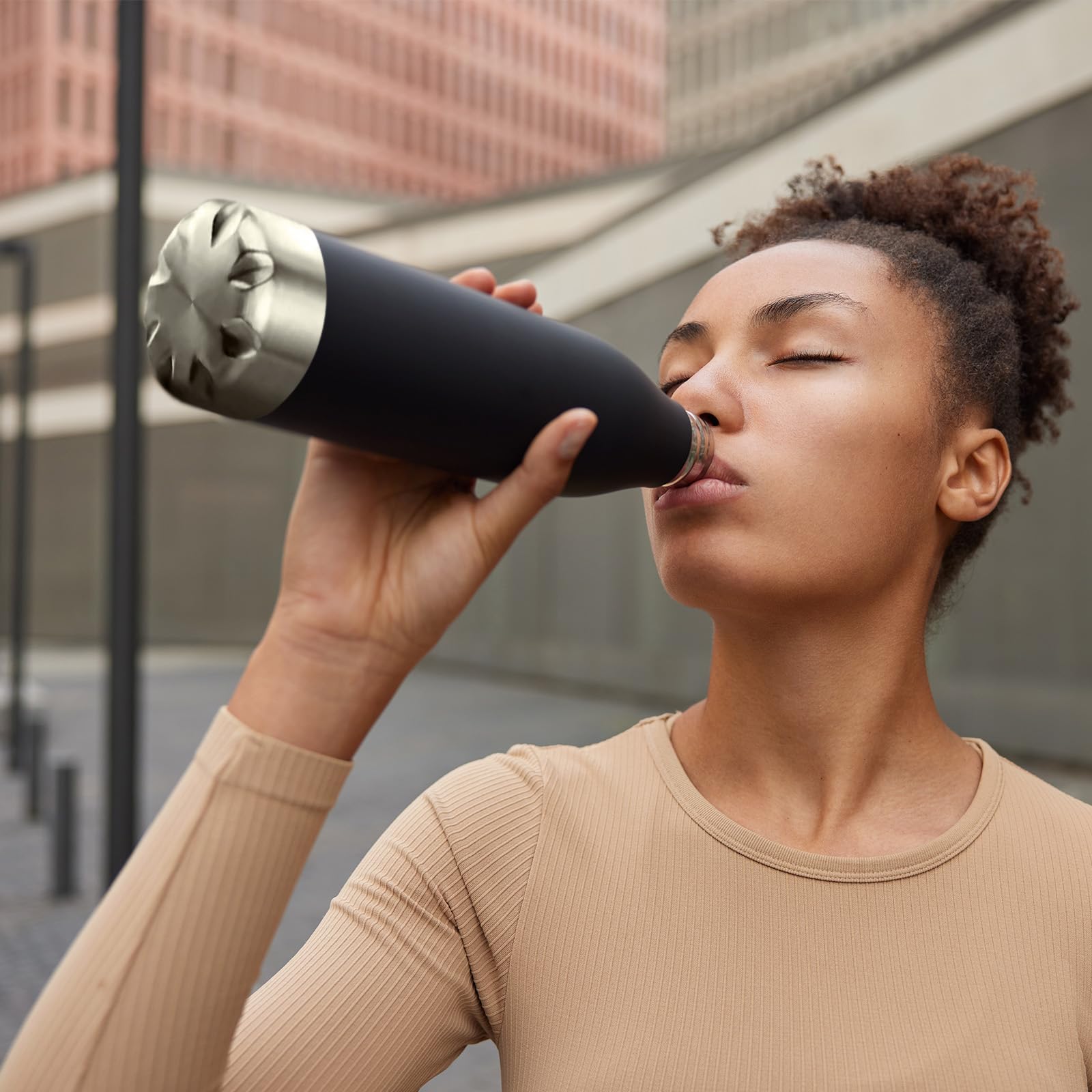 H2O Stainless Steel Water Bottle, Vacuum Insulated 12H Hot & 24H Cold Drinks Bottle