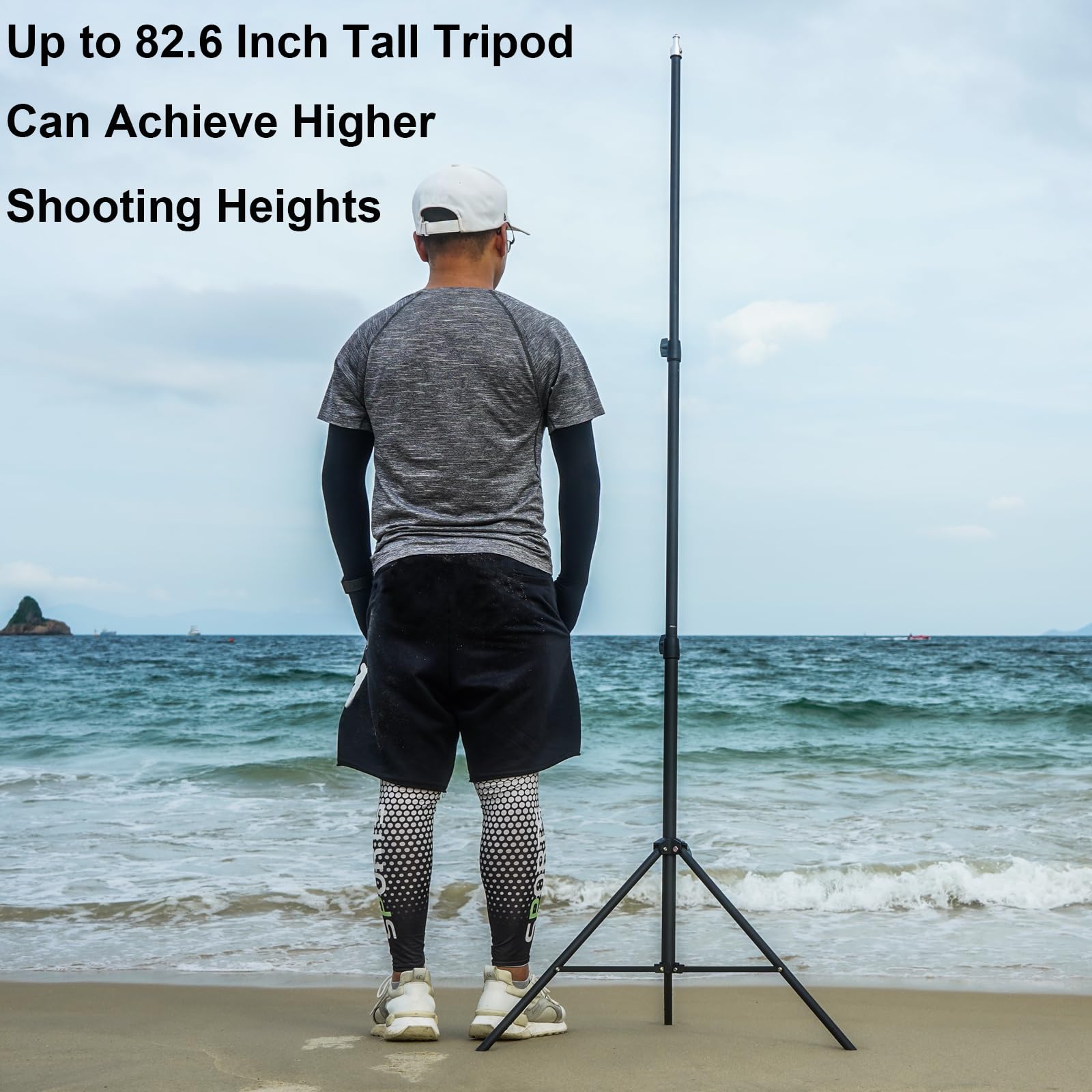 Amym 82.6 Inch Tall Tripod For Most Cell Phone, Lightweight Camera And Action Cameras, Ultra High Tripod With Dual Cell Phone Clips For Iphone 14 Pro Max, 13 Pro Max, Galaxy S23 Ultra, S23+ And More